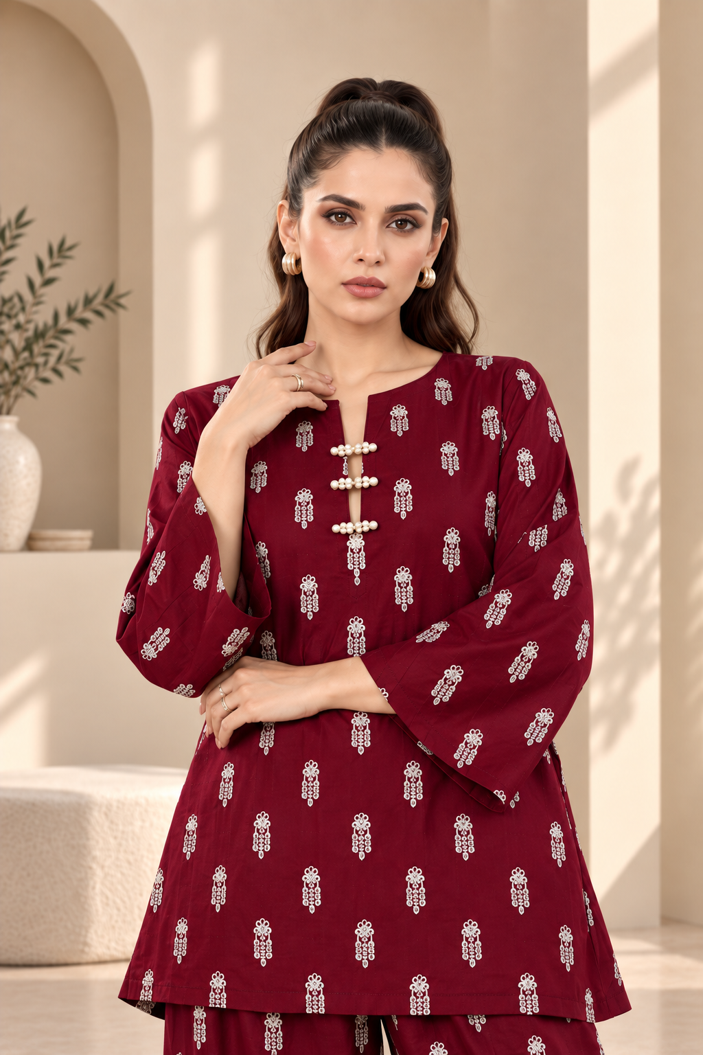 2 Piece – Embroidered Dhanak