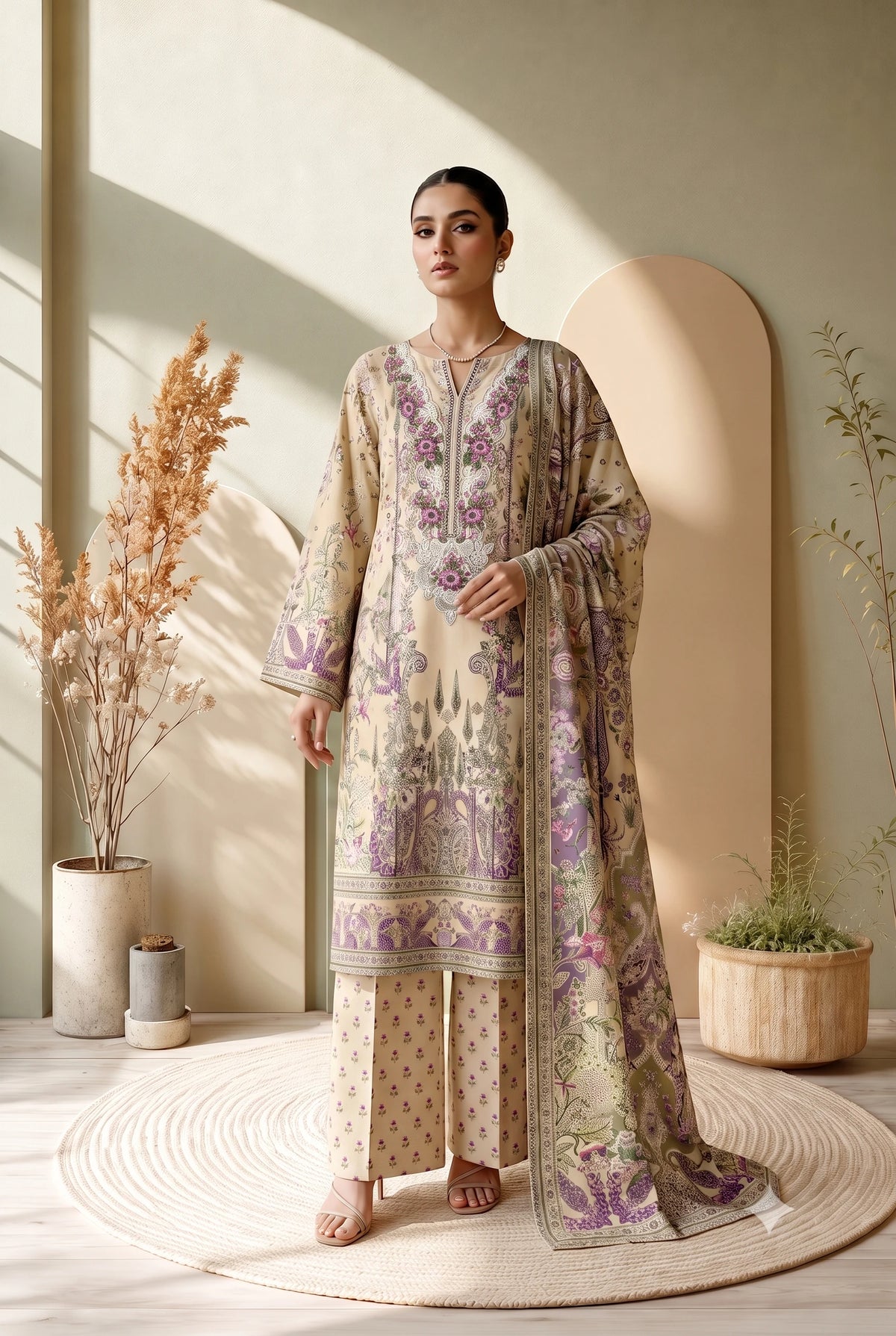 3 Piece – Printed Lawn