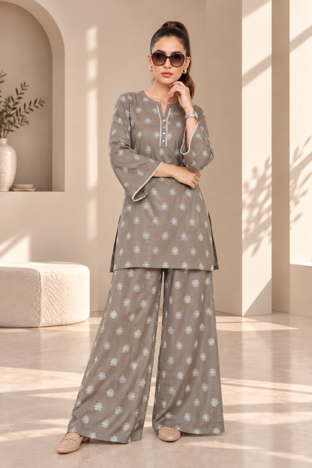 2 Piece – Embroidered Dhanak