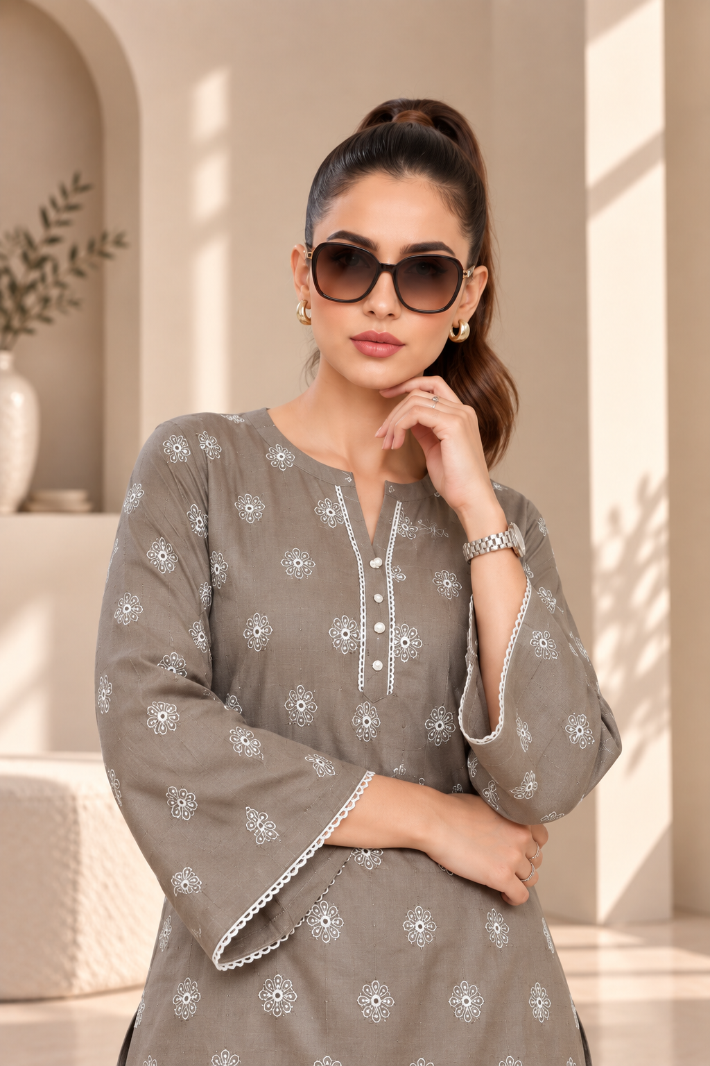 2 Piece – Embroidered Dhanak