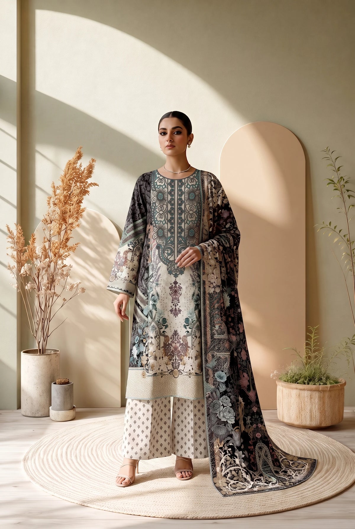 3 Piece – Printed Lawn