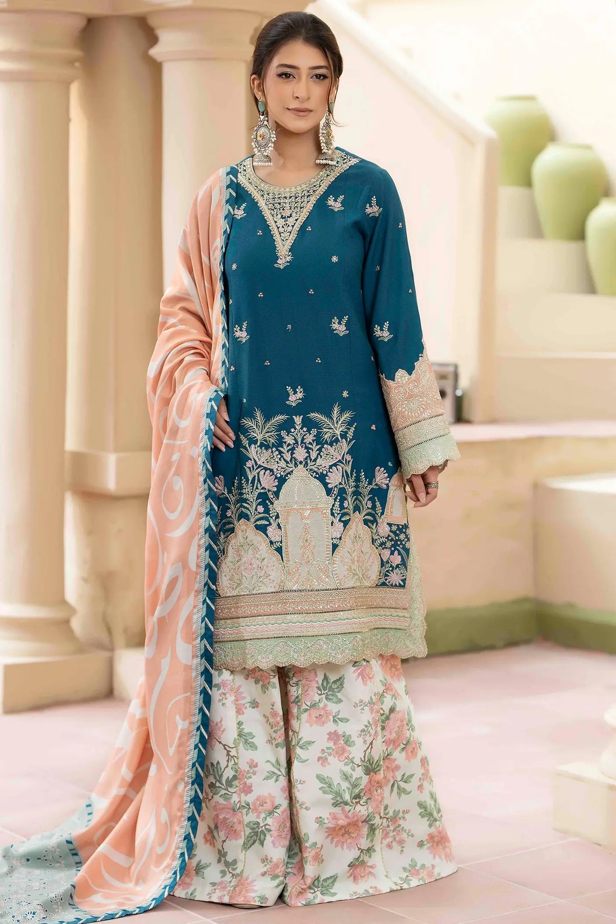 3 Piece – Embroidered Dhanak