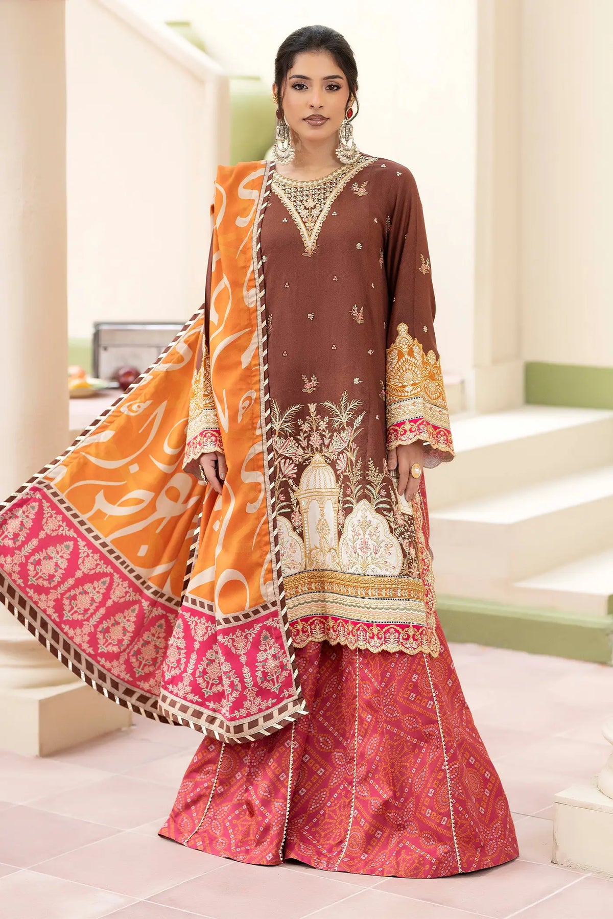 3 Piece – Embroidered Dhanak