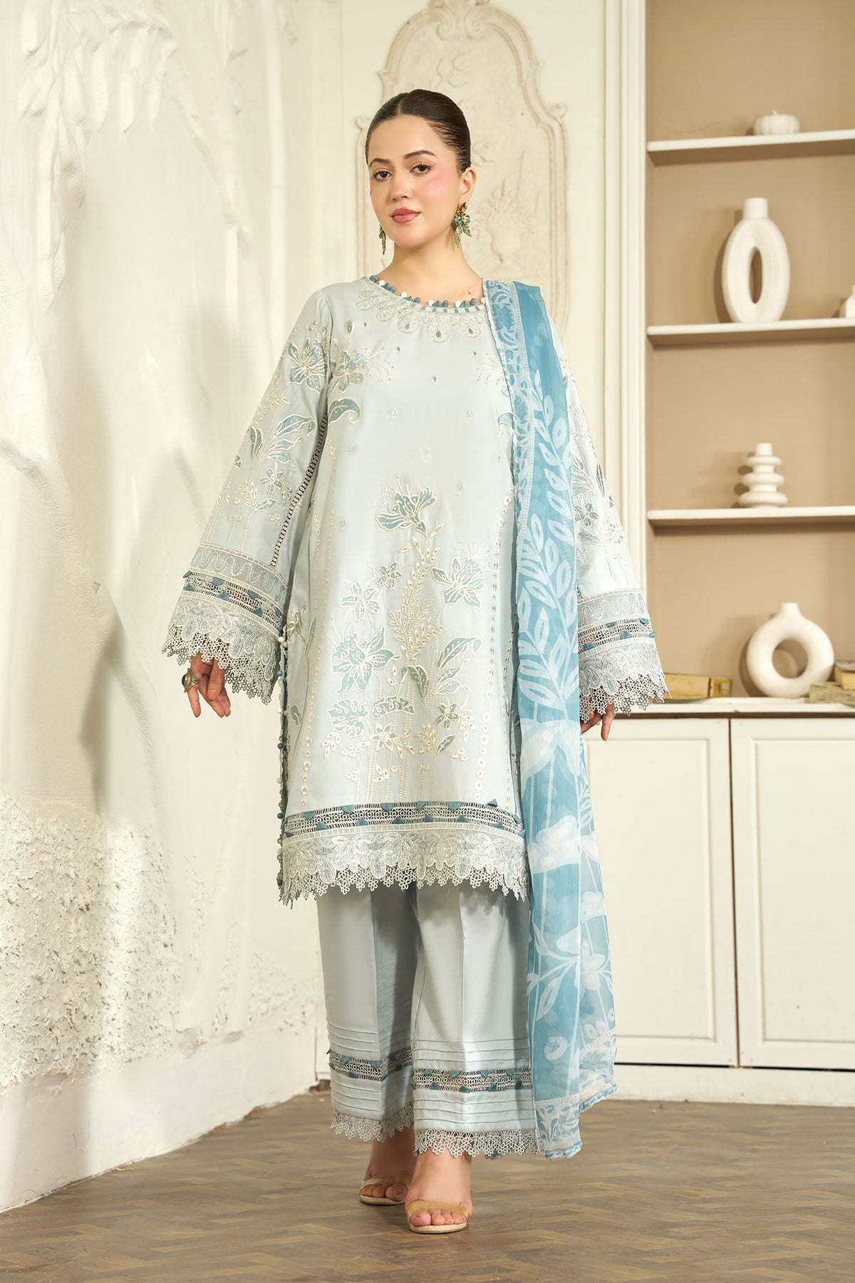 3 PIECE - EMBROIDERED LINEN EMB-713-A