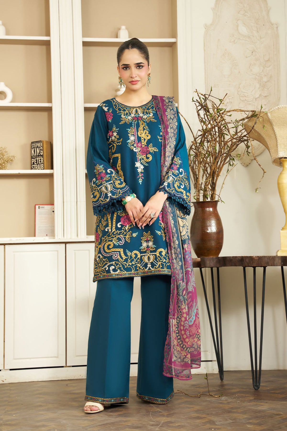 3 PIECE - EMBROIDERED LINEN EMB-715-C