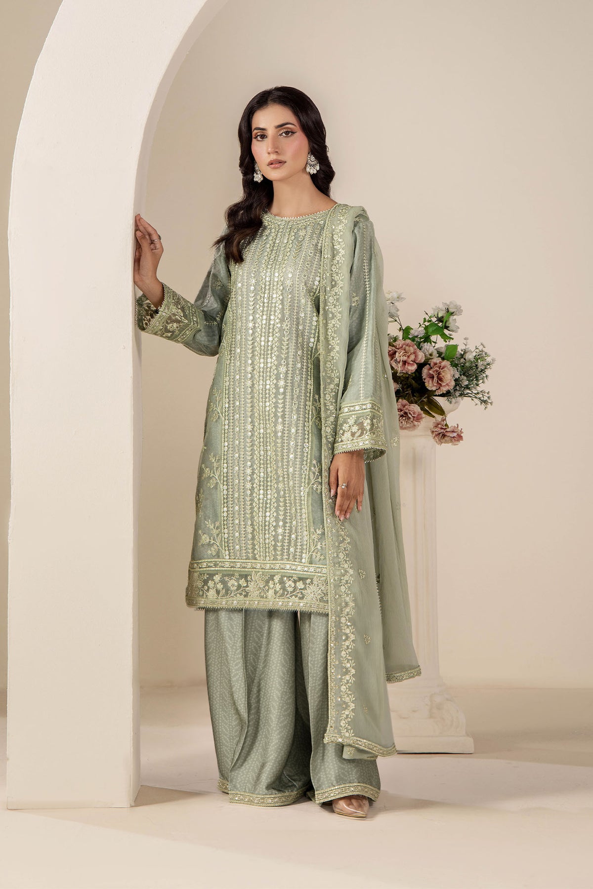 3 Piece – Embroidered Organza