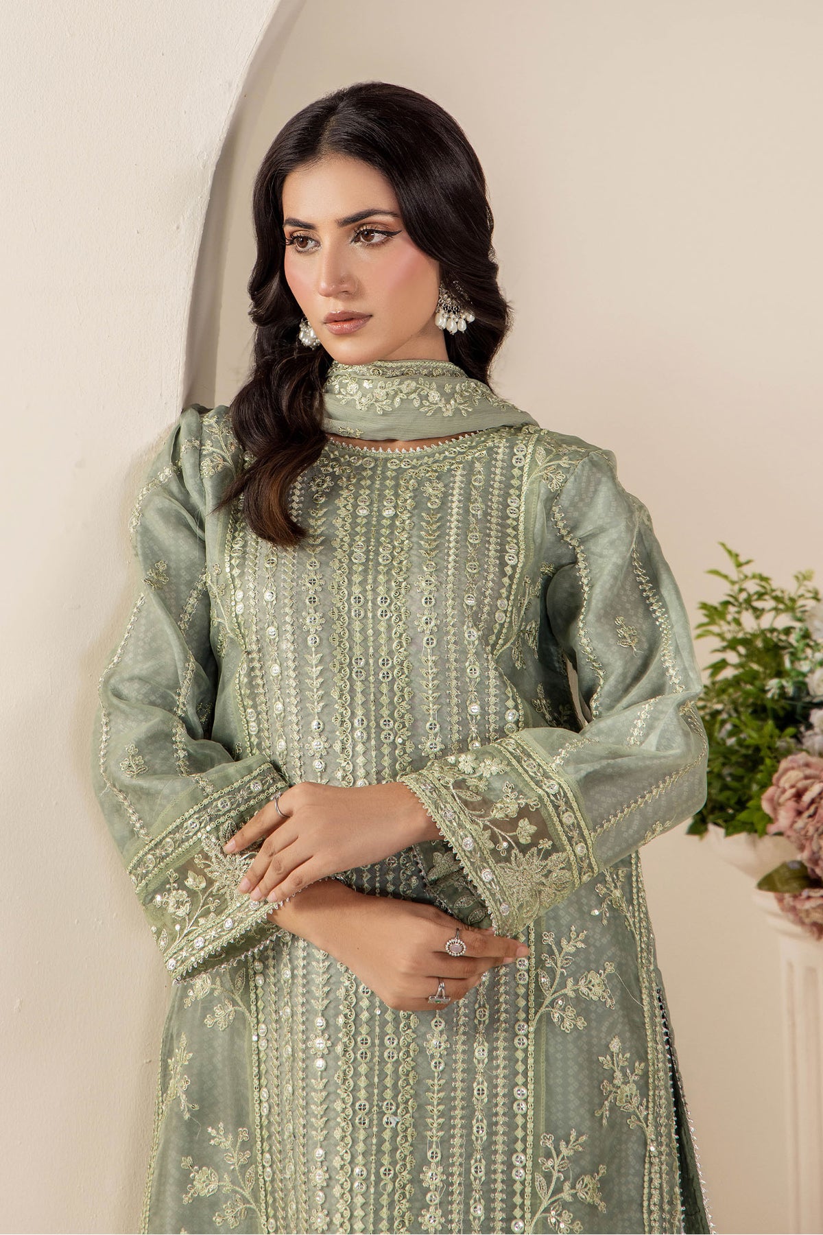 3 Piece – Embroidered Organza
