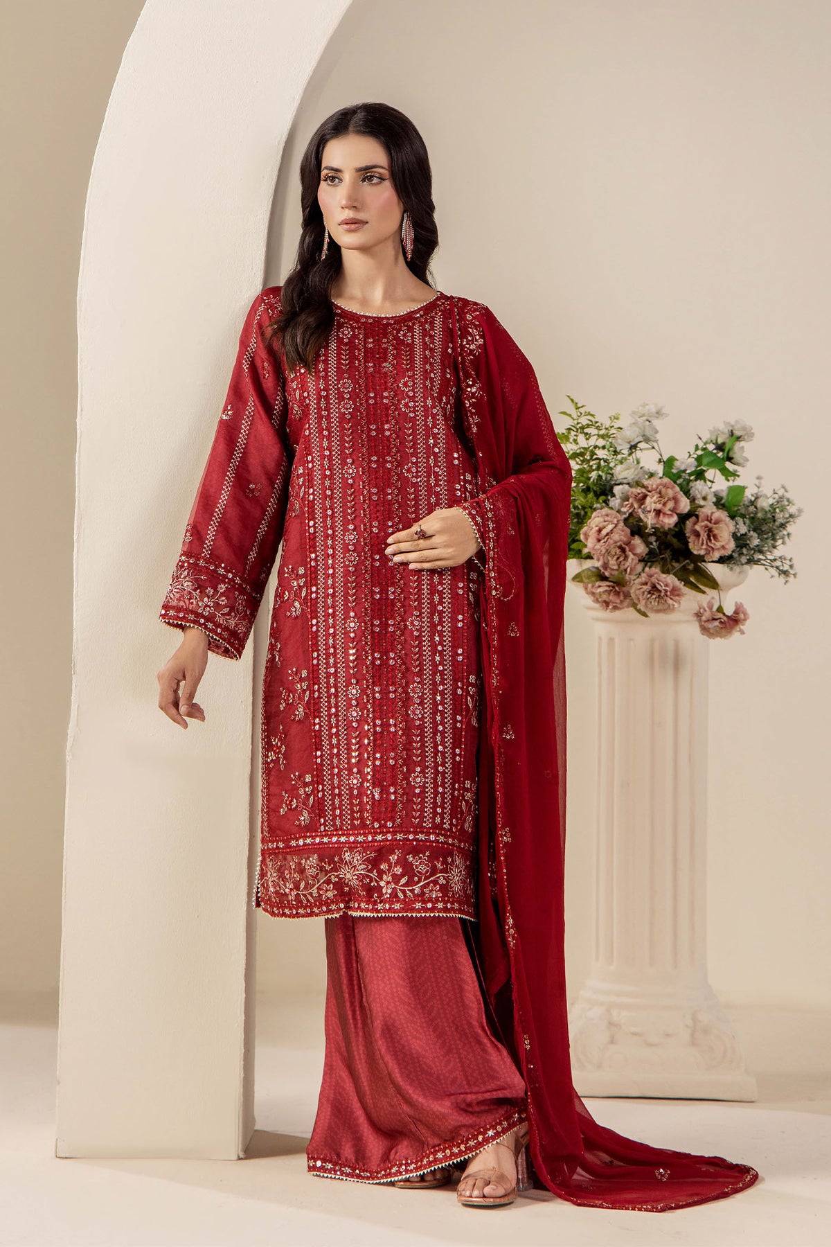 3 Piece – Embroidered Organza