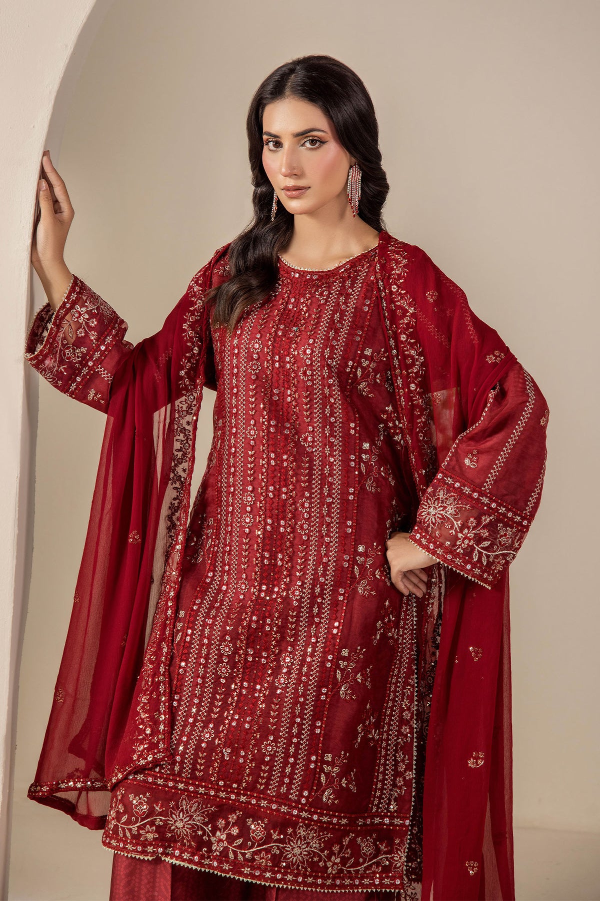 3 Piece – Embroidered Organza