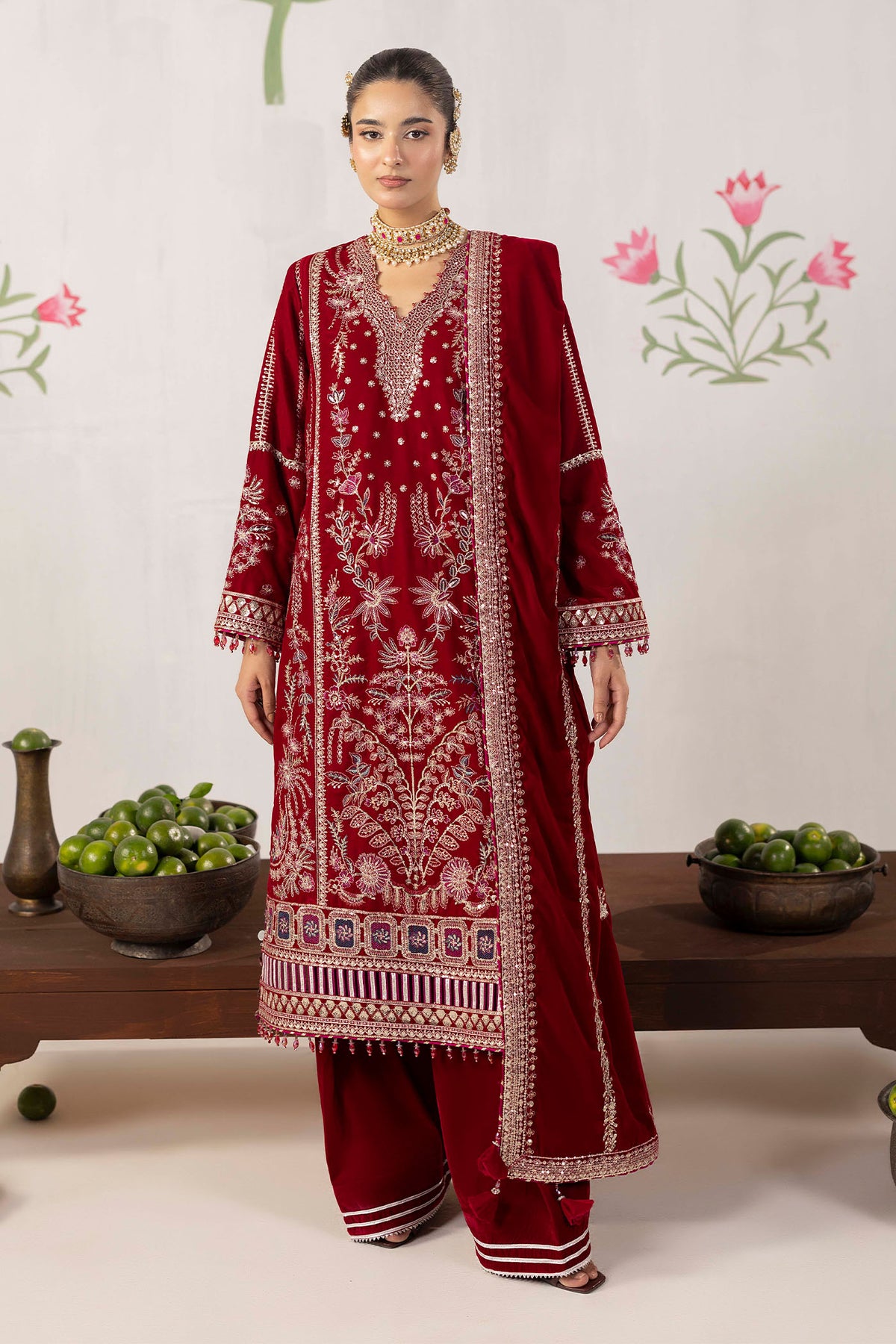 3 Piece – Embroidered Velvet