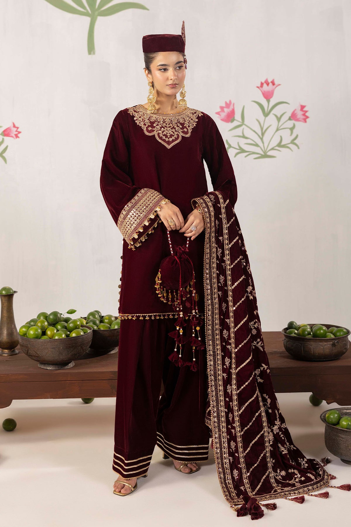 3 Piece – Embroidered Velvet