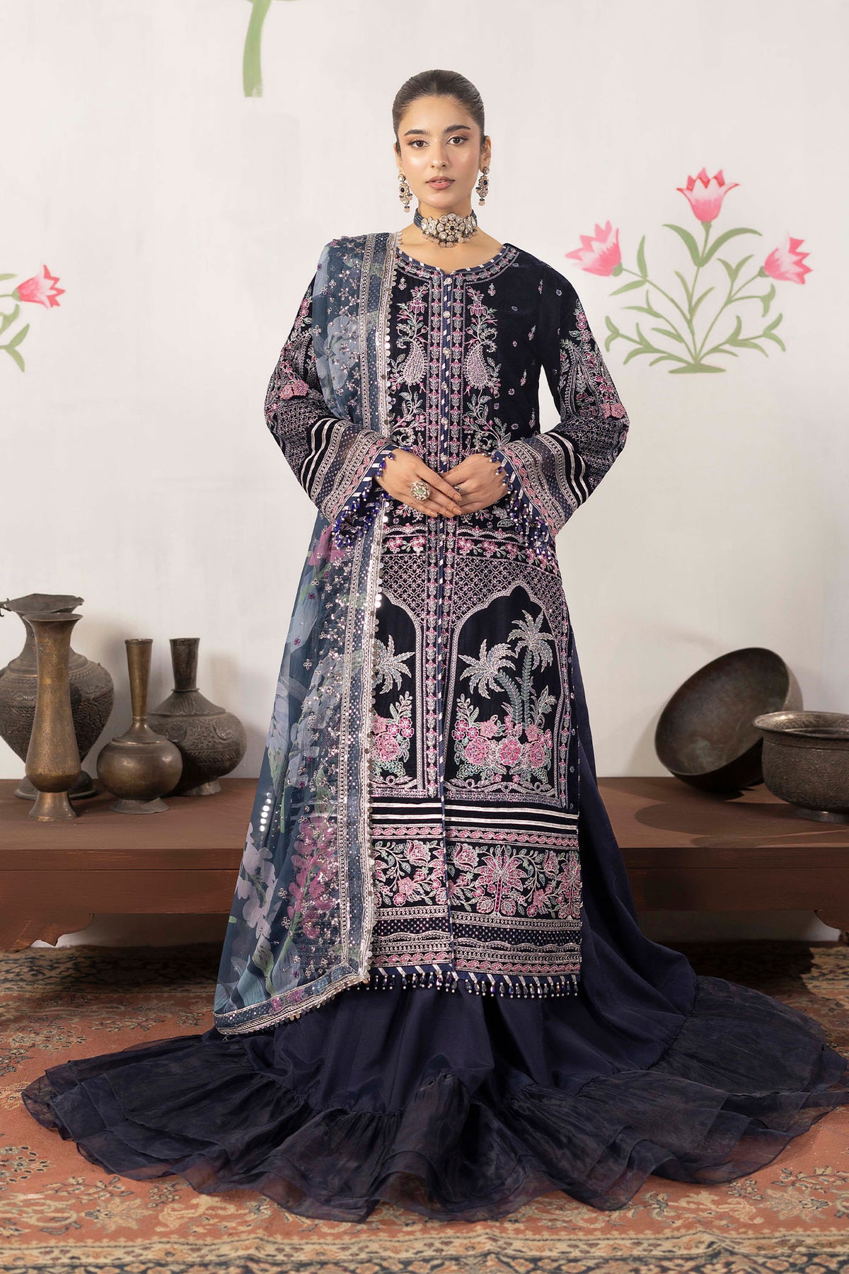 3 Piece – Embroidered Velvet