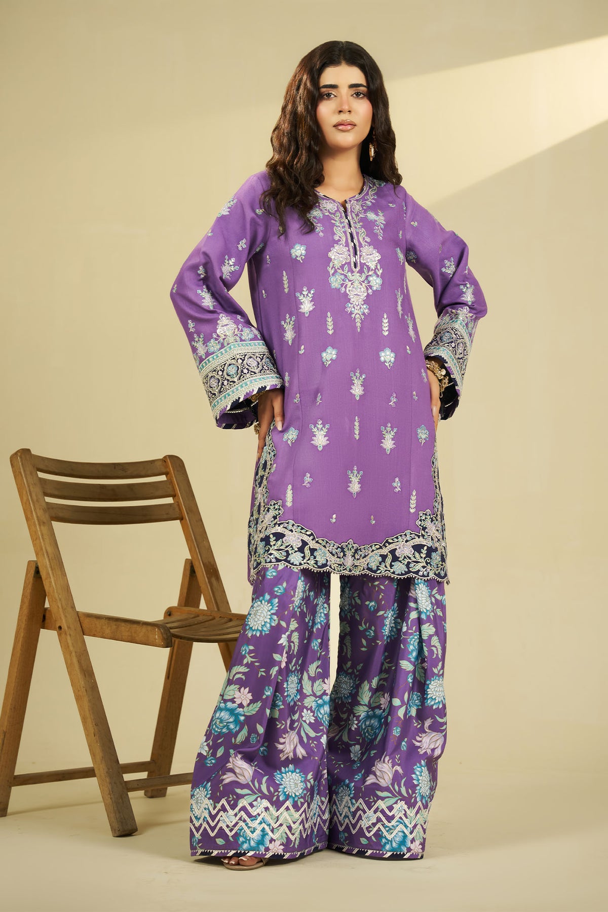 2 PIECE - EMBROIDERED DHANAK EMB-691