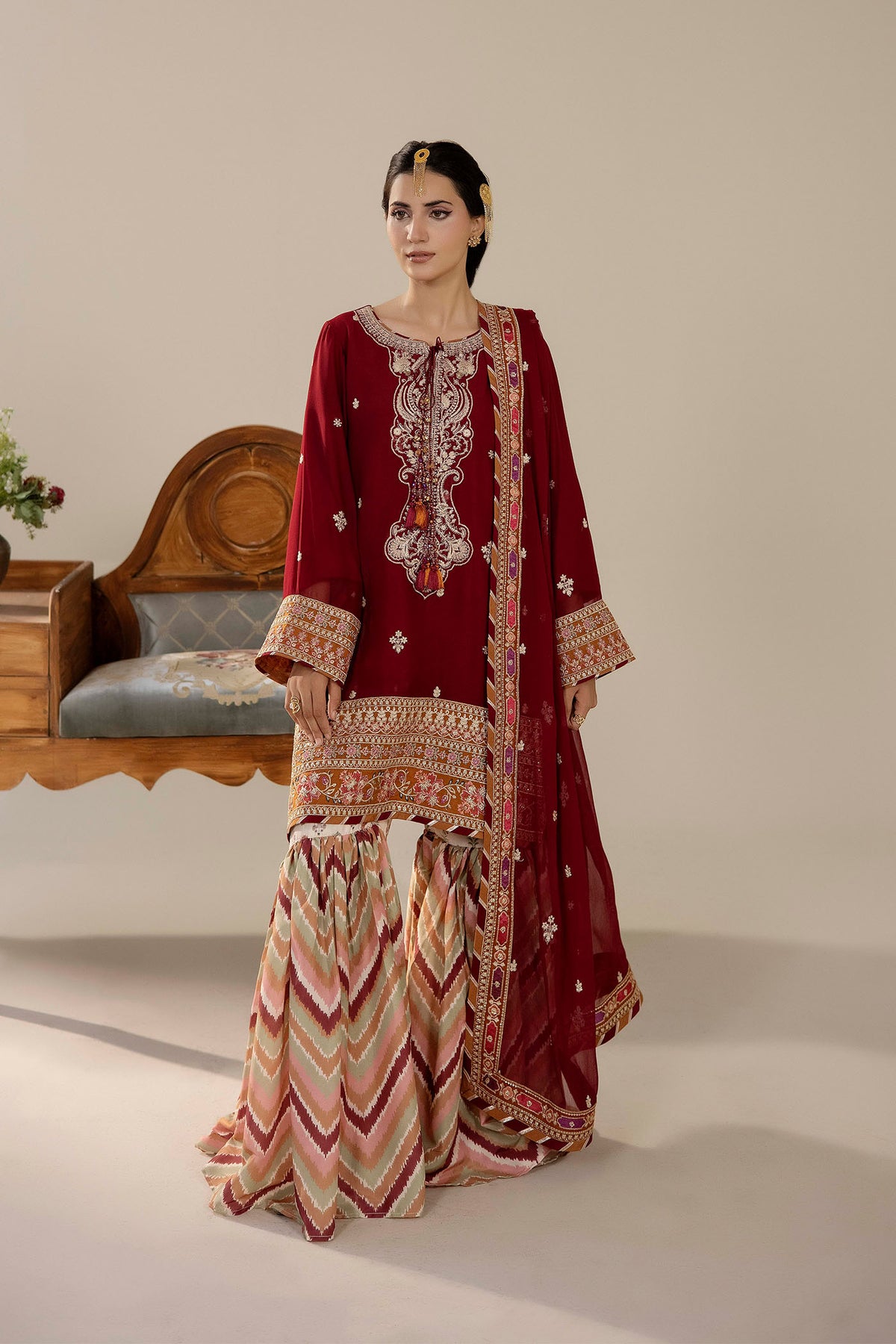 3 Piece – Embroidered Chiffon