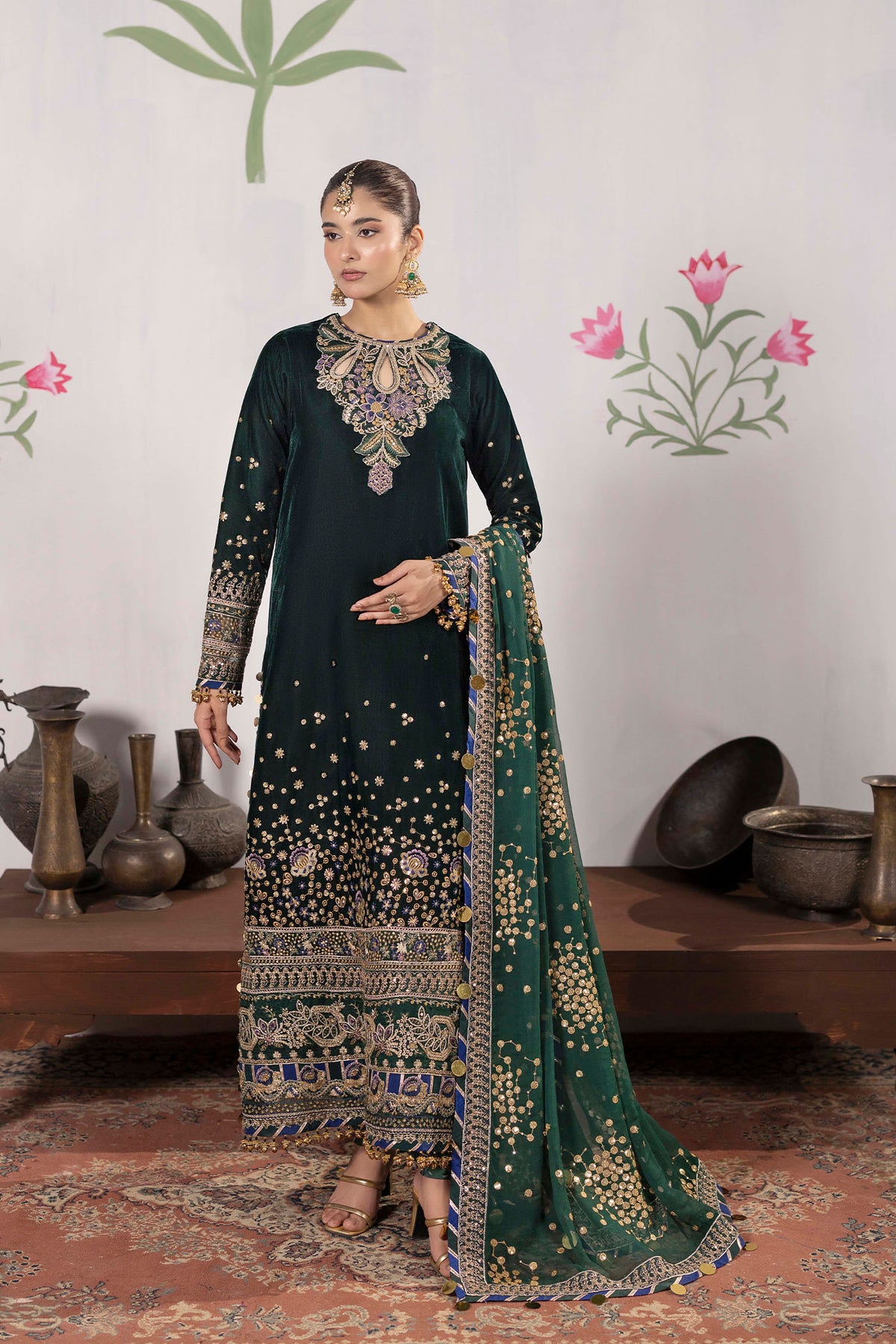 3 Piece – Embroidered Velvet