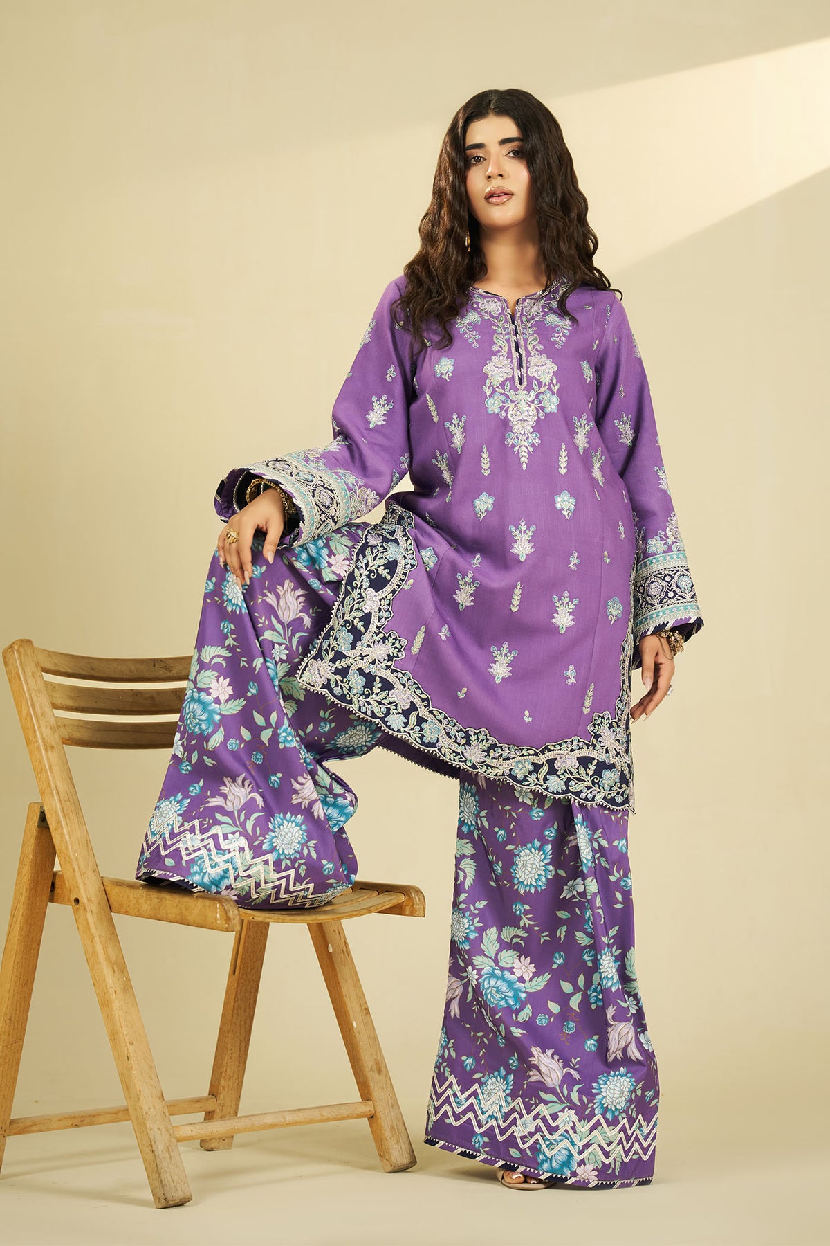 2 PIECE - EMBROIDERED DHANAK EMB-691