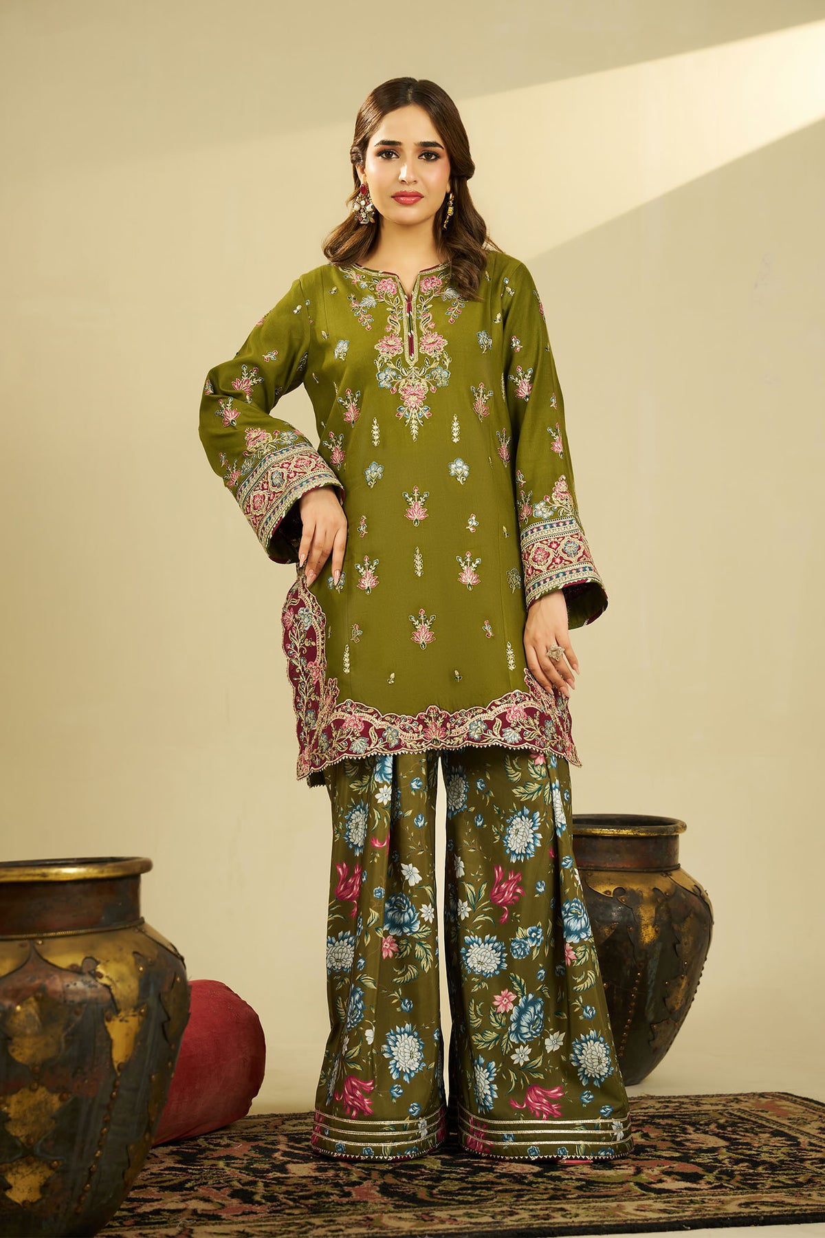 2 PIECE - EMBROIDERED DHANAK EMB-692