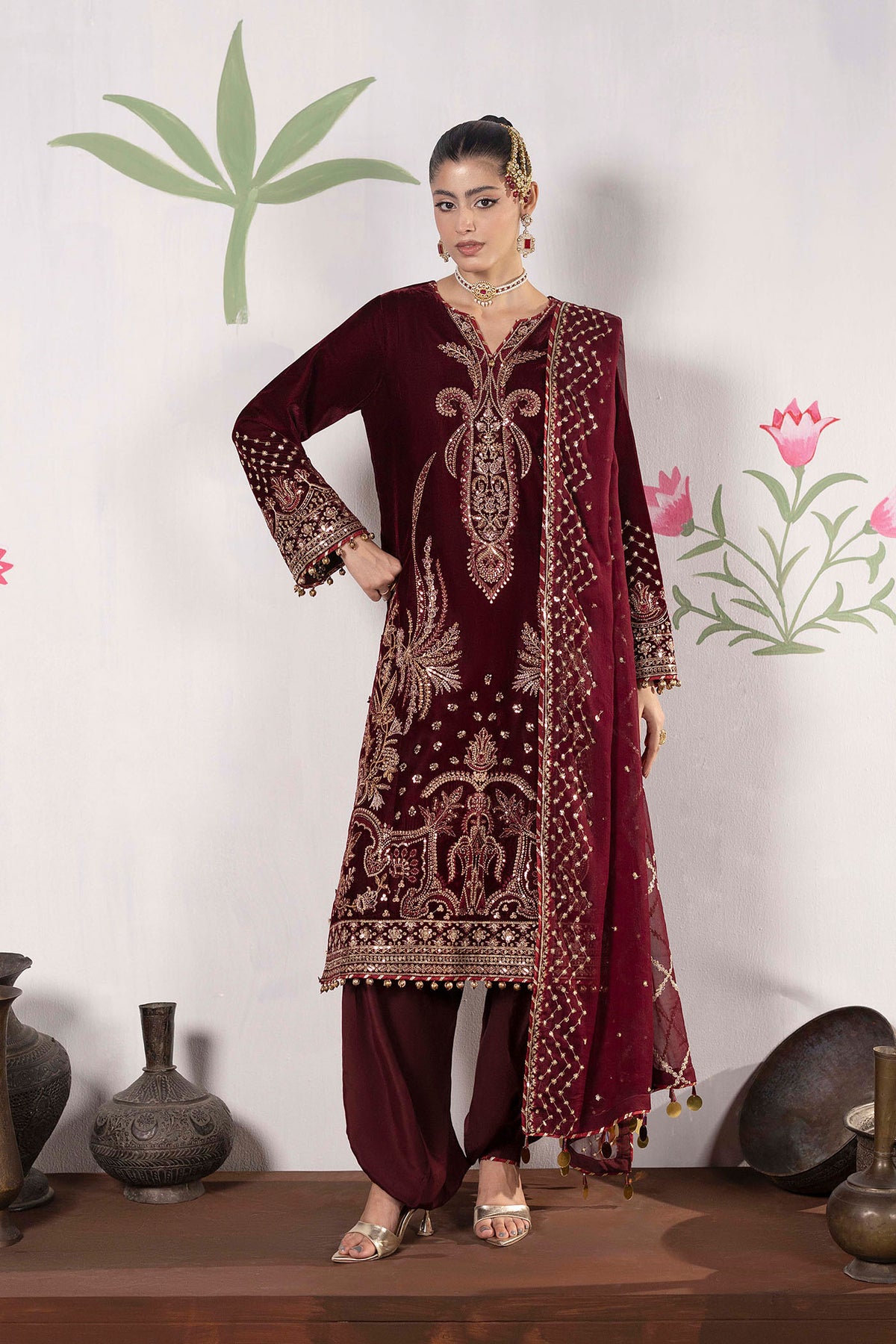 3 Piece – Embroidered Velvet