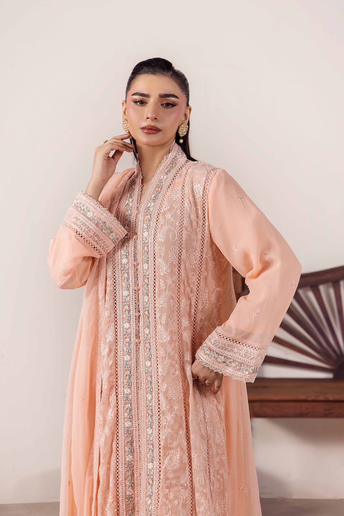3 PIECE - EMBROIDERED CHIFFON