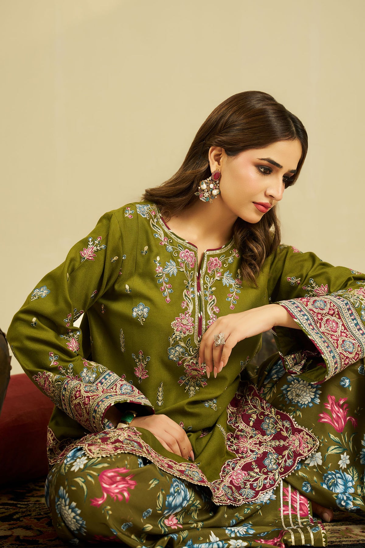 2 PIECE - EMBROIDERED DHANAK EMB-692