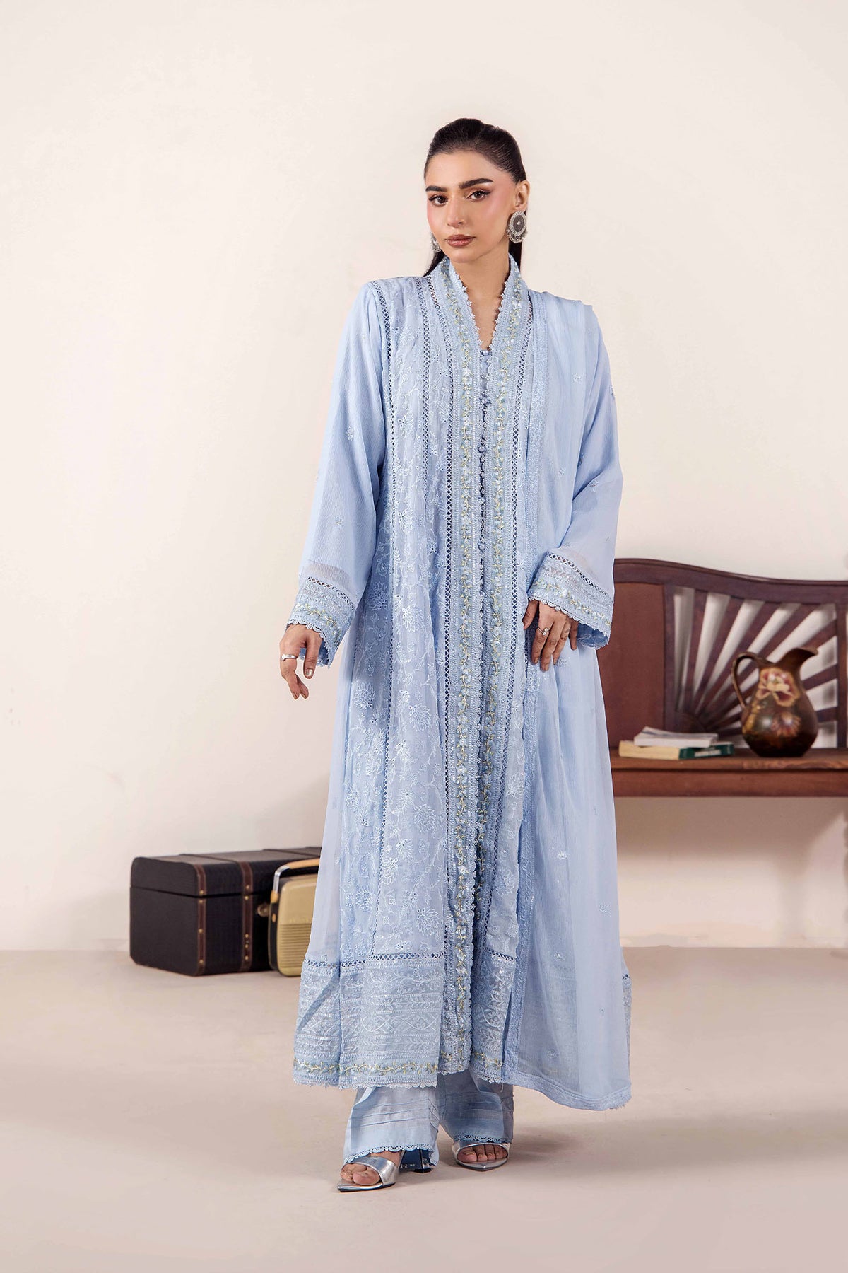 3 PIECE - EMBROIDERED CHIFFON