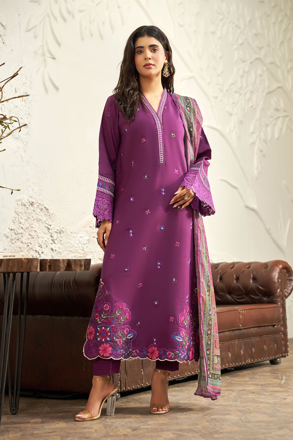 3 PIECE - EMBROIDERED LINEN EMB-711-C
