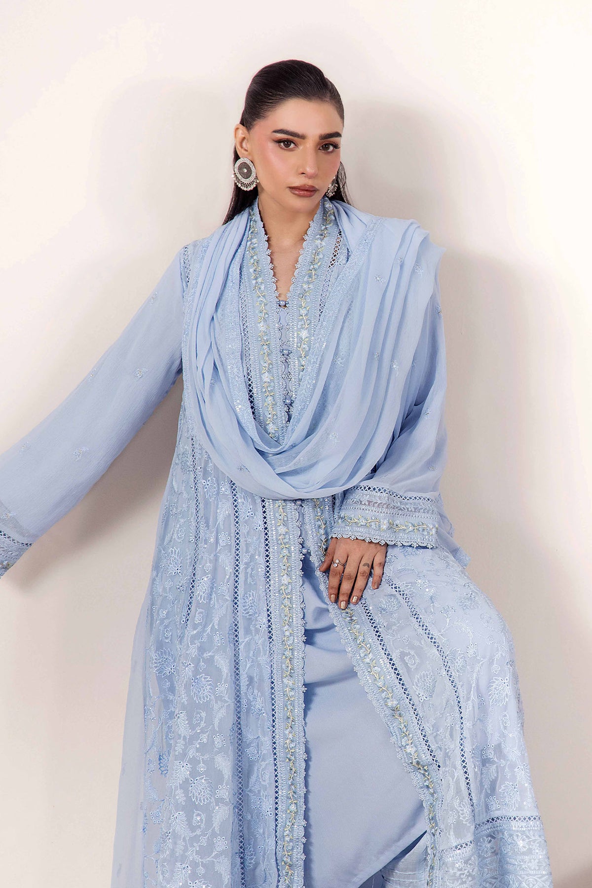 3 PIECE - EMBROIDERED CHIFFON