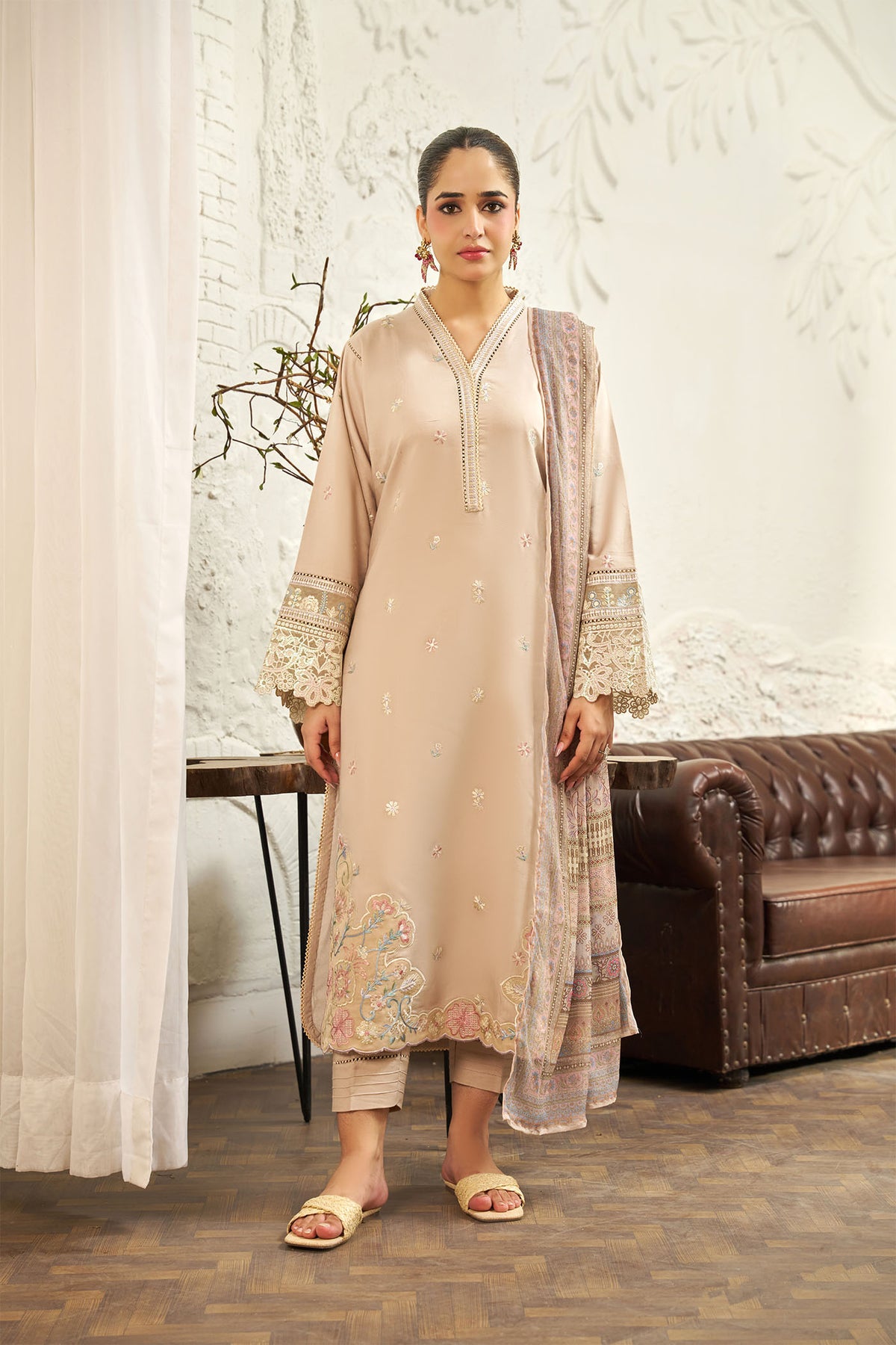 3 PIECE - EMBROIDERED LINEN EMB-711-D
