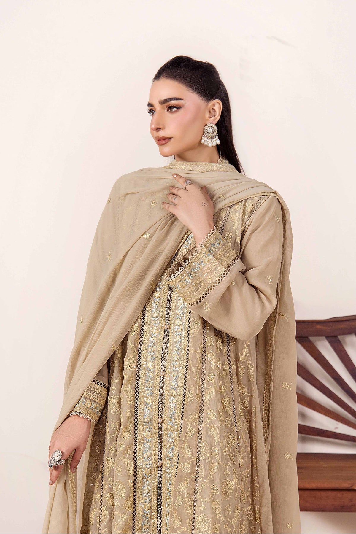 3 PIECE - EMBROIDERED CHIFFON