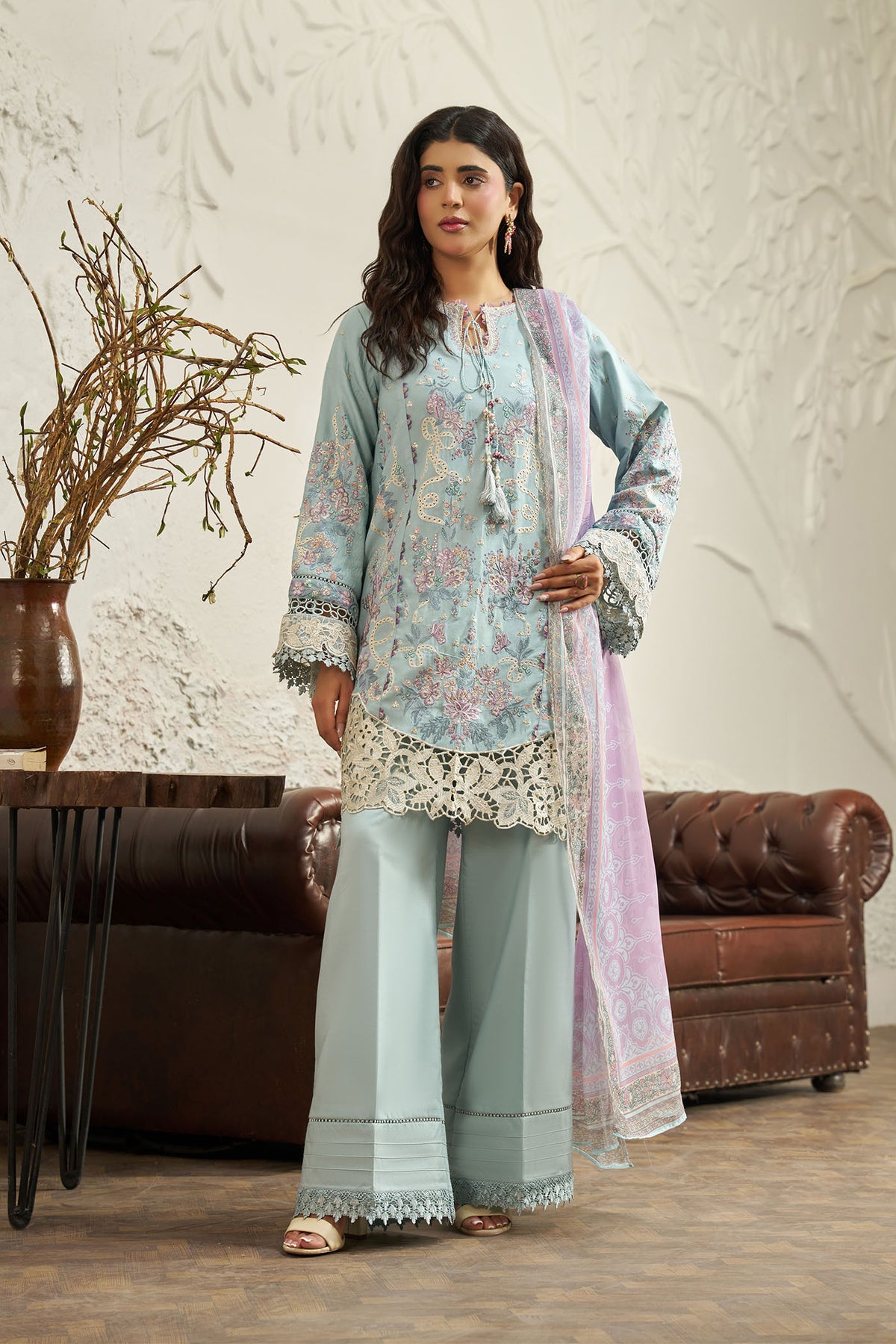 3 PIECE - EMBROIDERED LINEN EMB-712-A
