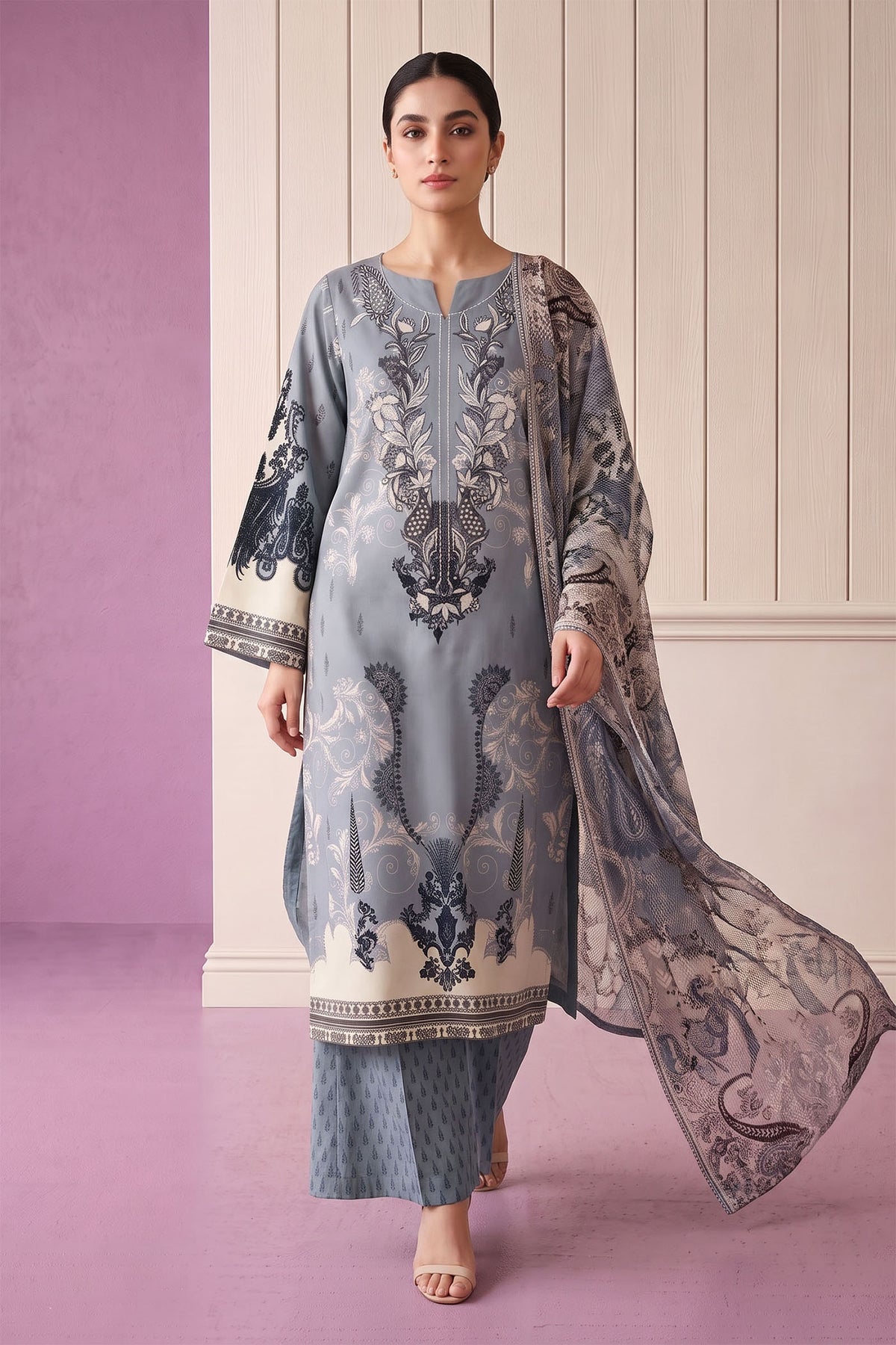 3 Piece – Printed Lawn