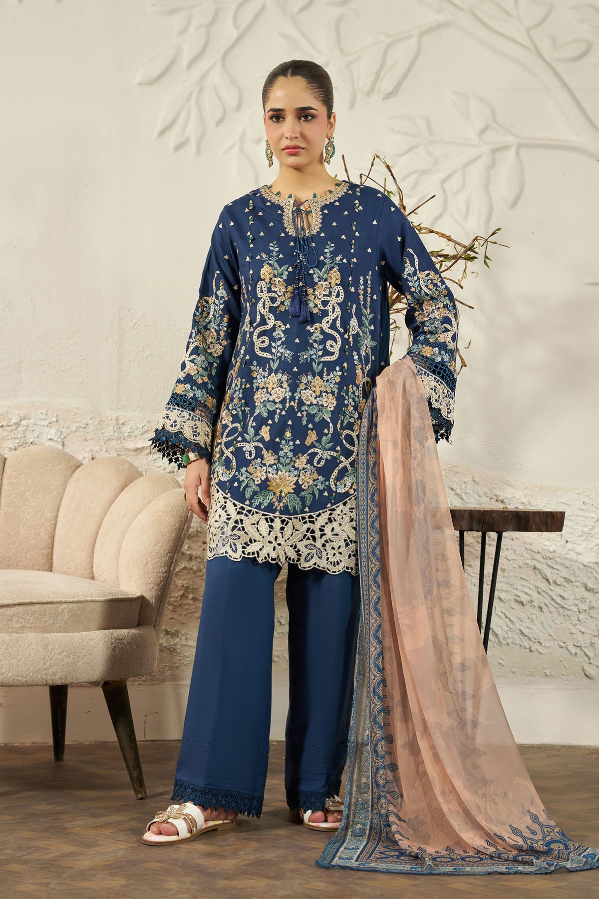 3 PIECE - EMBROIDERED LINEN EMB-712-B