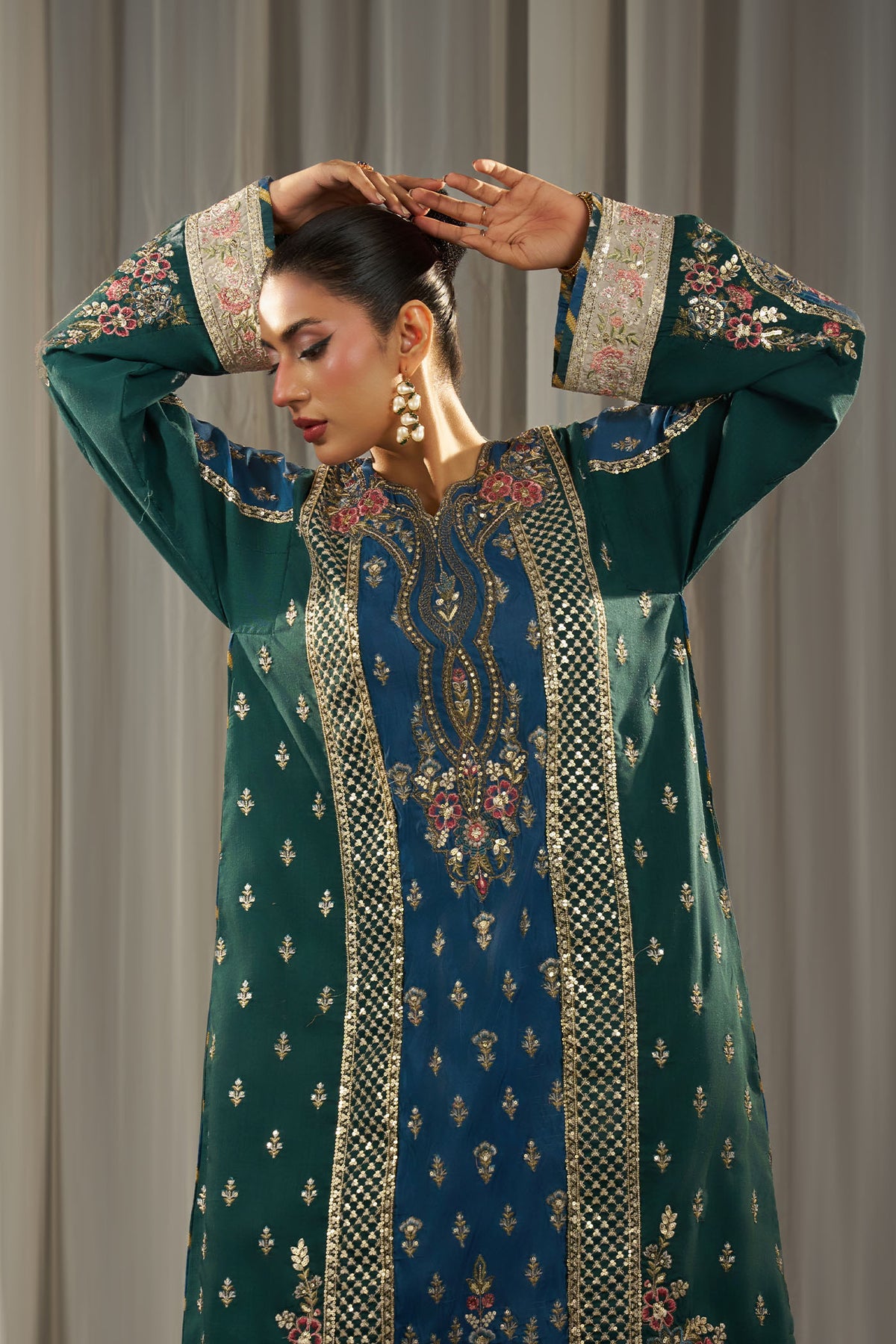 2 PIECE EMBROIDERED KHADAR KAFTAN EMB-583 B