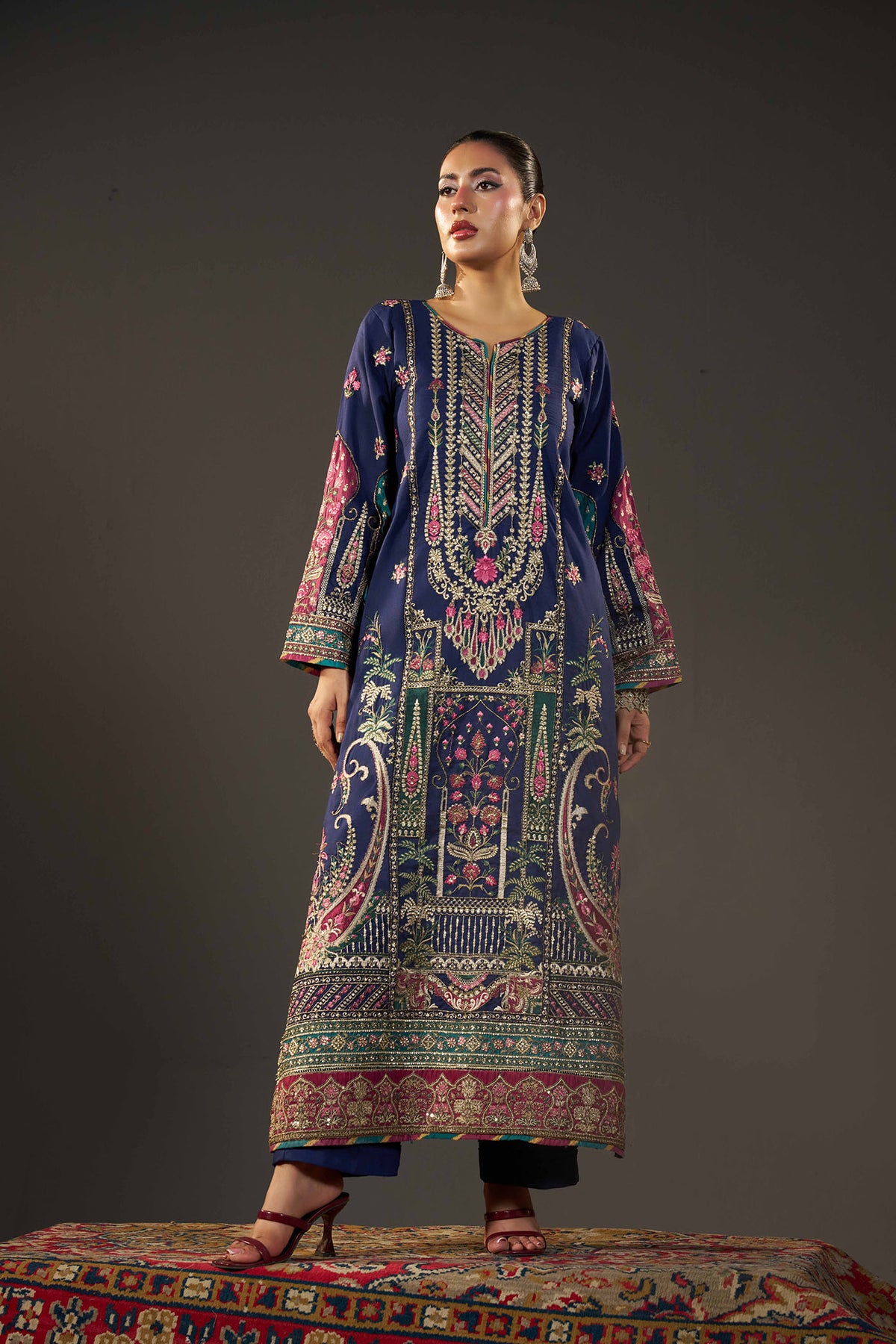 2 PIECE EMBROIDERED KHADAR KAFTAN EMB-582 D