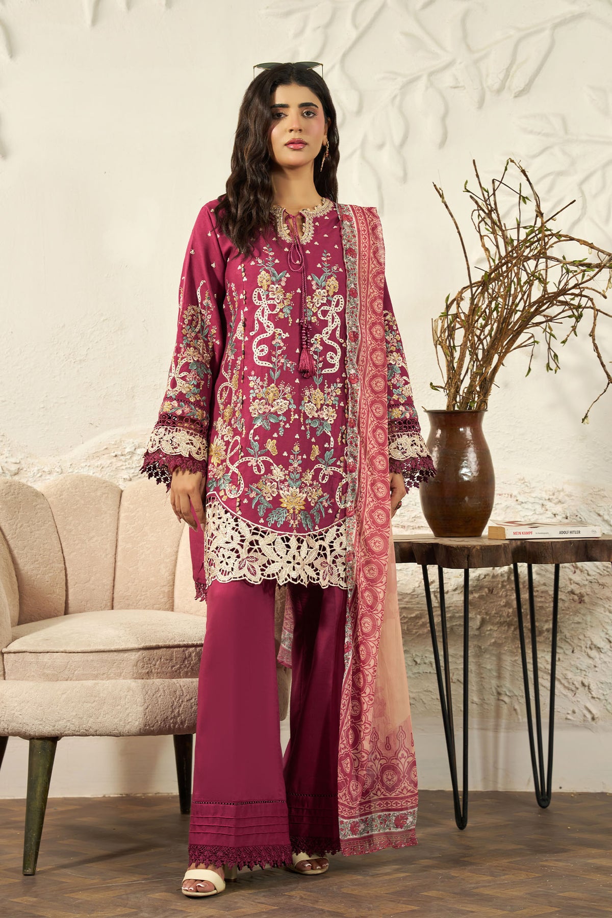 3 PIECE - EMBROIDERED LINEN EMB-712-C