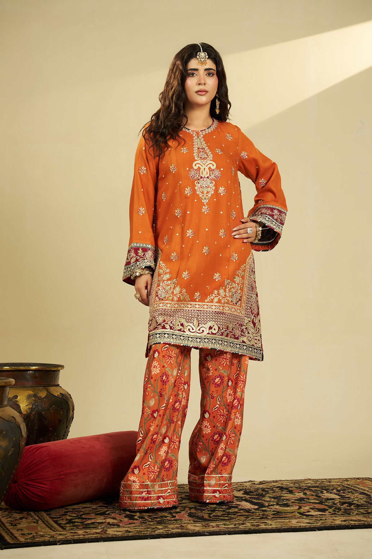 2 PIECE - EMBROIDERED DHANAK EMB-698