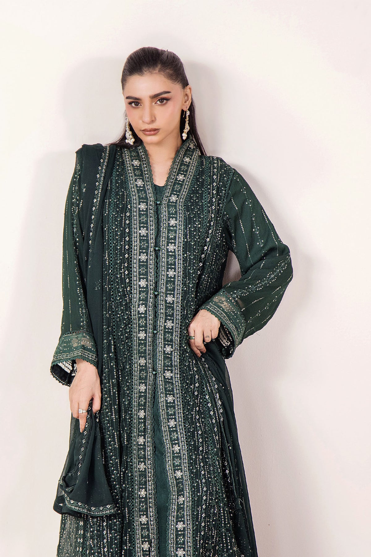 3 PIECE - EMBROIDERED CHIFFON