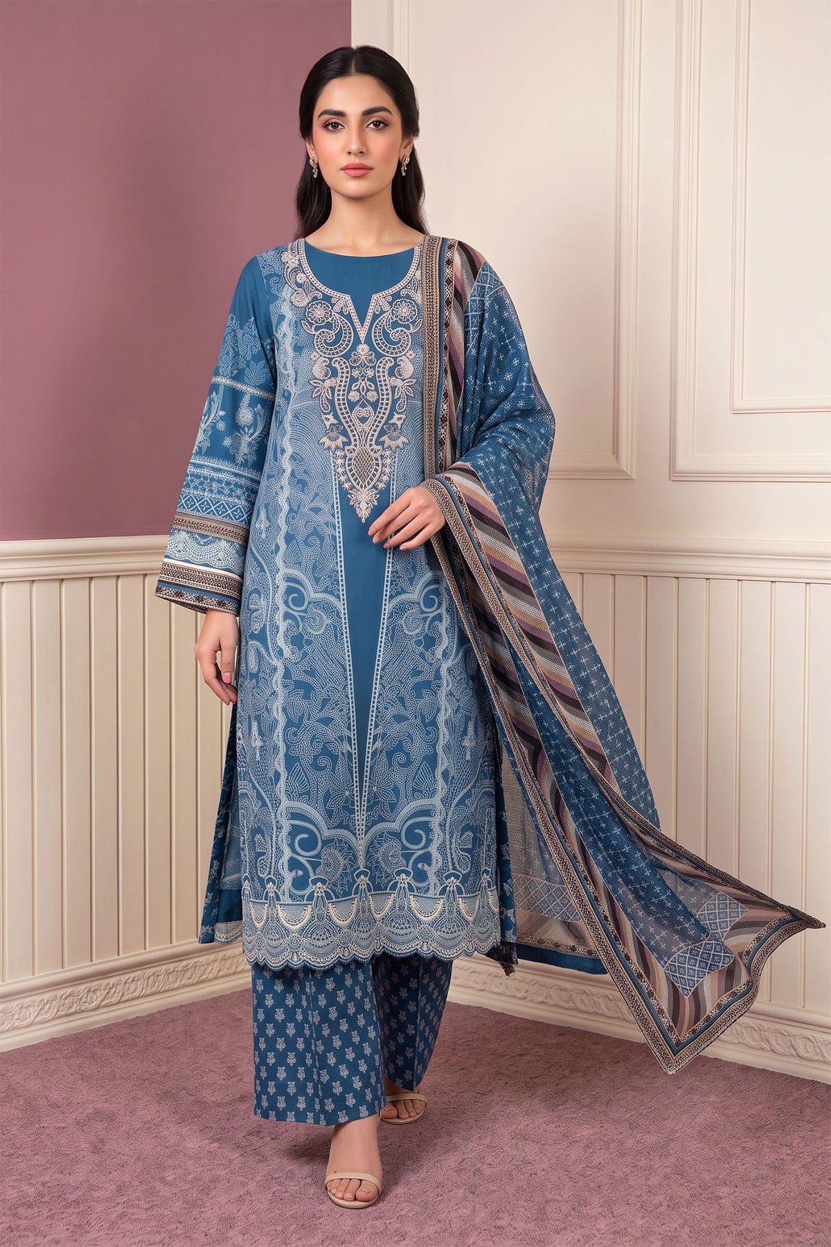 3 Piece – Printed Lawn