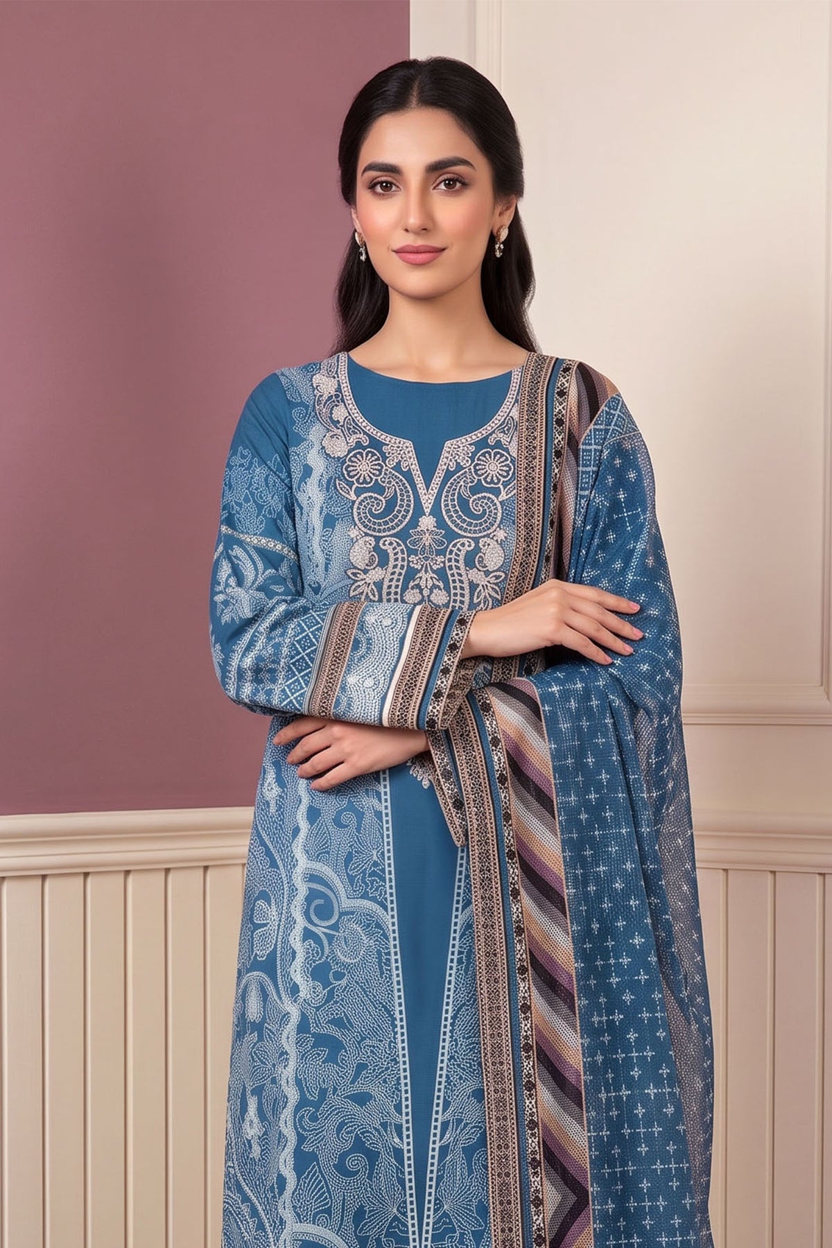 3 Piece – Printed Lawn