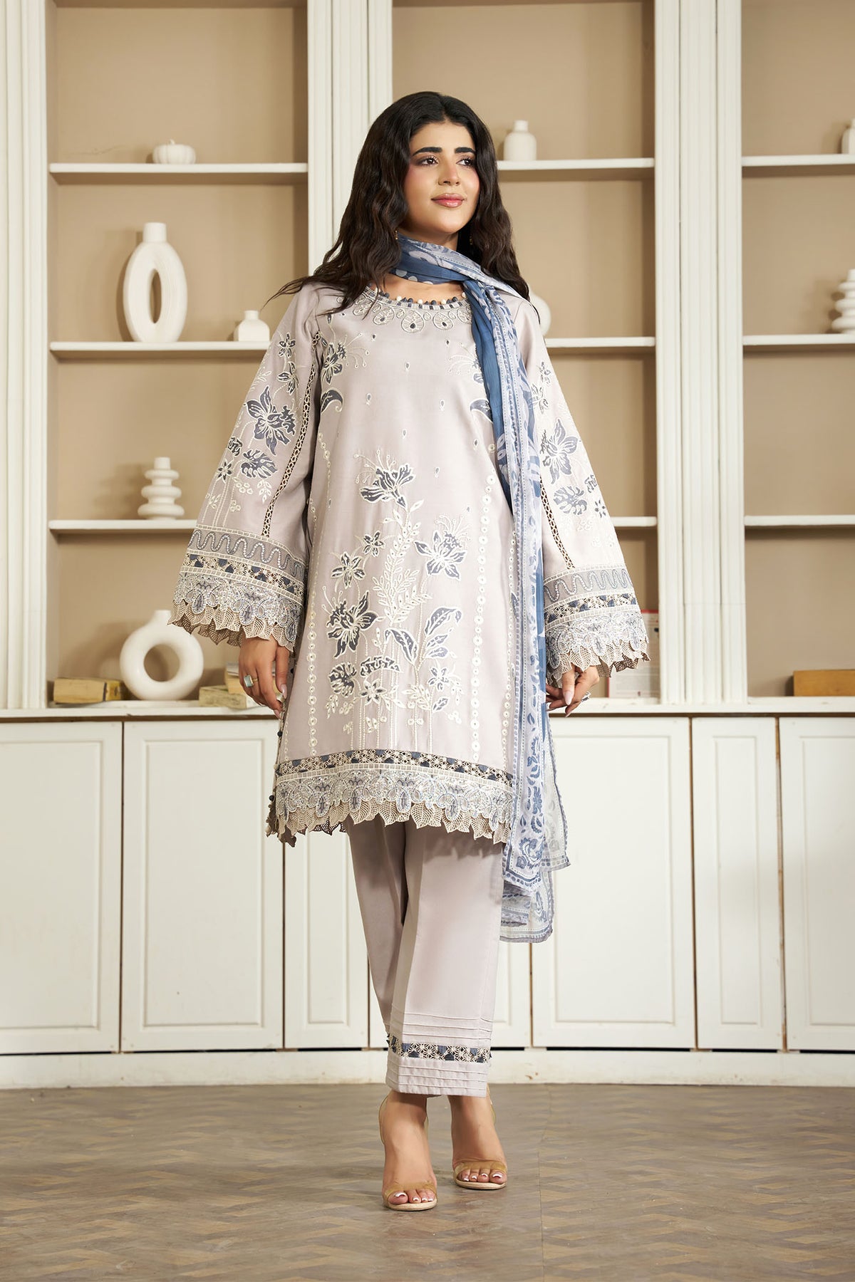 3 PIECE - EMBROIDERED LINEN EMB-714-B