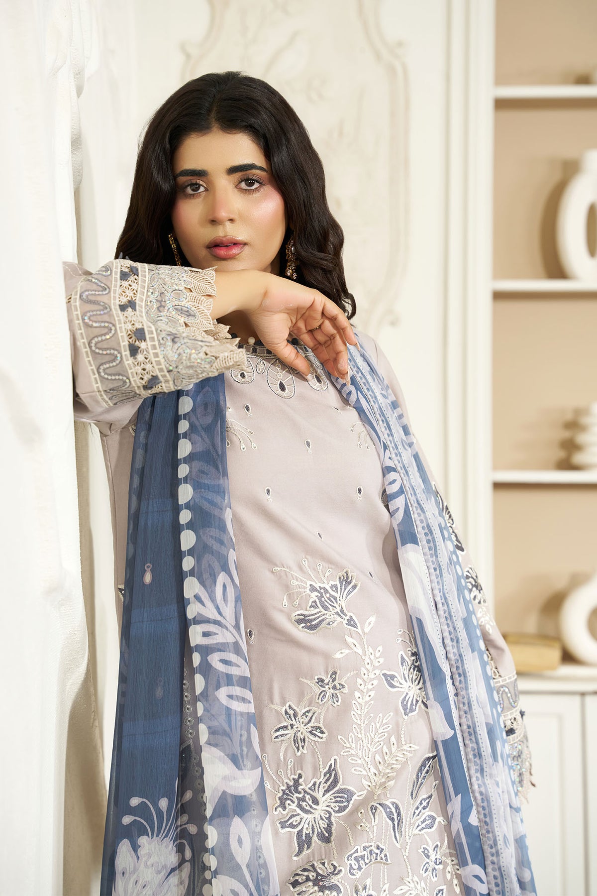 3 PIECE - EMBROIDERED LINEN EMB-714-B