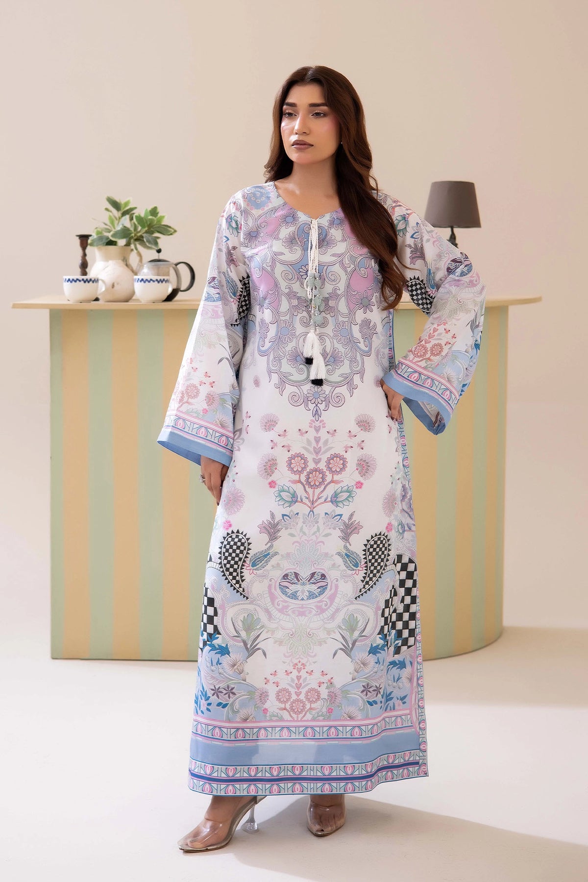 2 Piece - Printed Kaftan