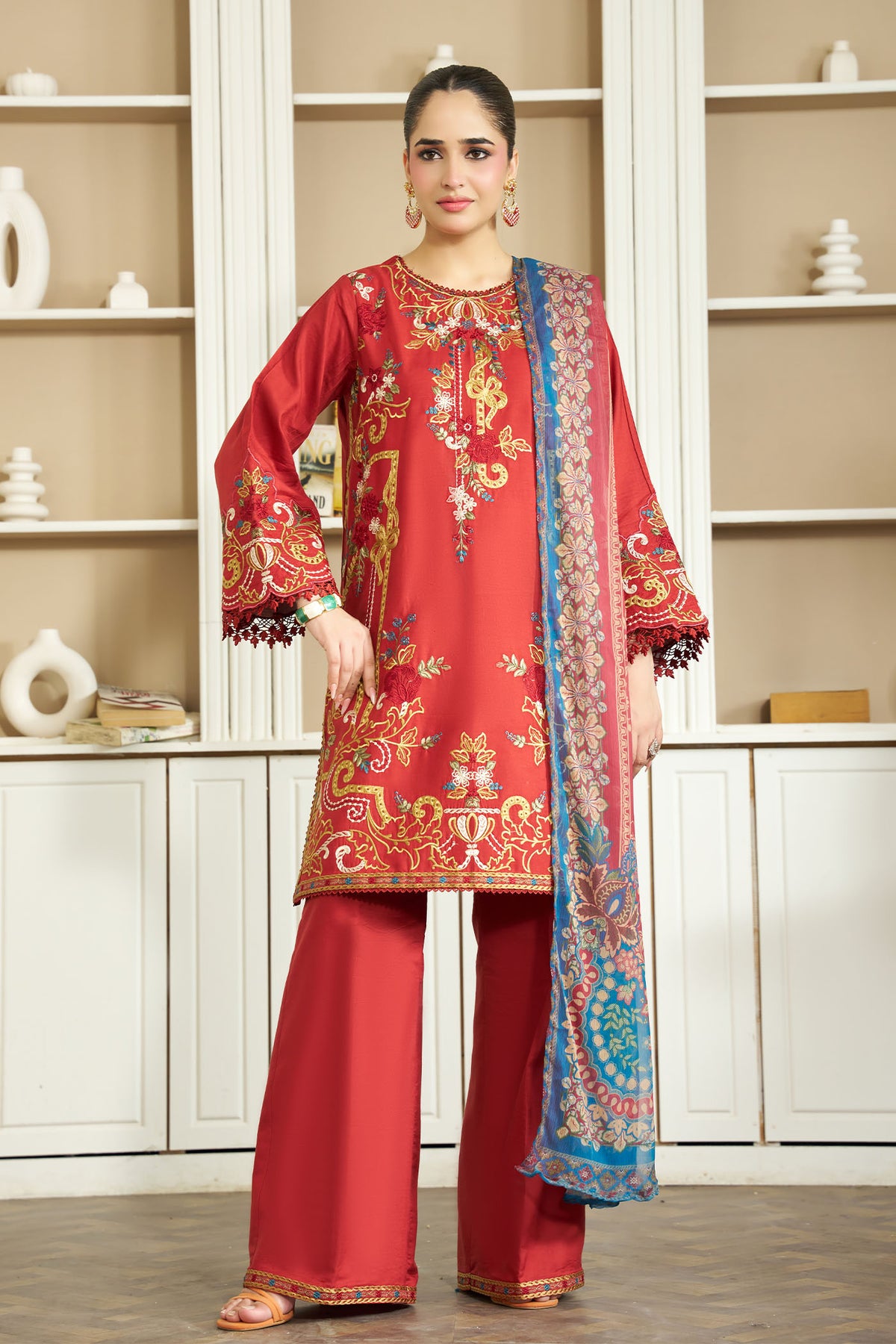 3 PIECE - EMBROIDERED LINEN EMB-715-B
