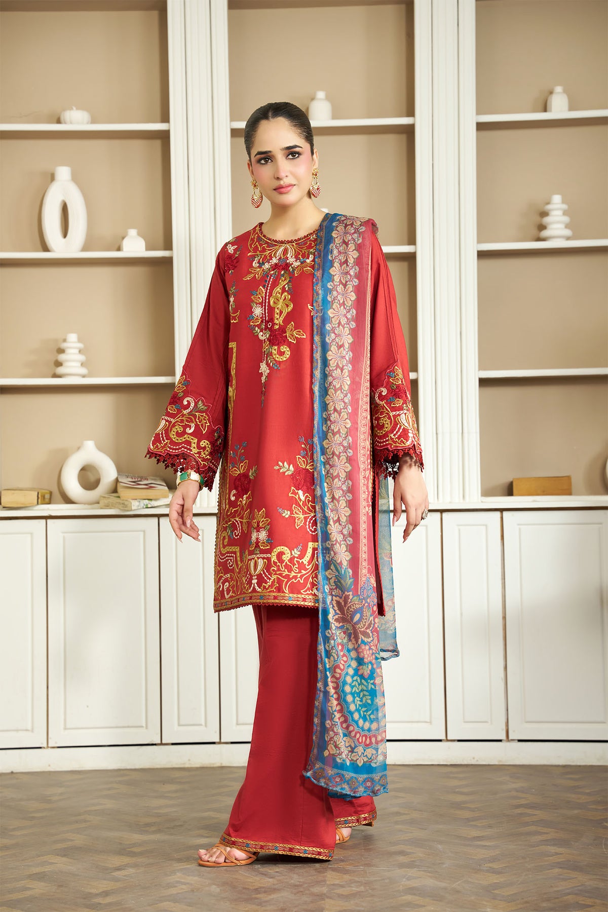 3 PIECE - EMBROIDERED LINEN EMB-715-B