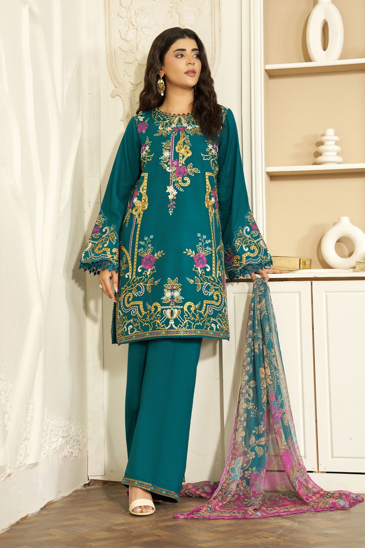 3 PIECE - EMBROIDERED LINEN EMB-715-A
