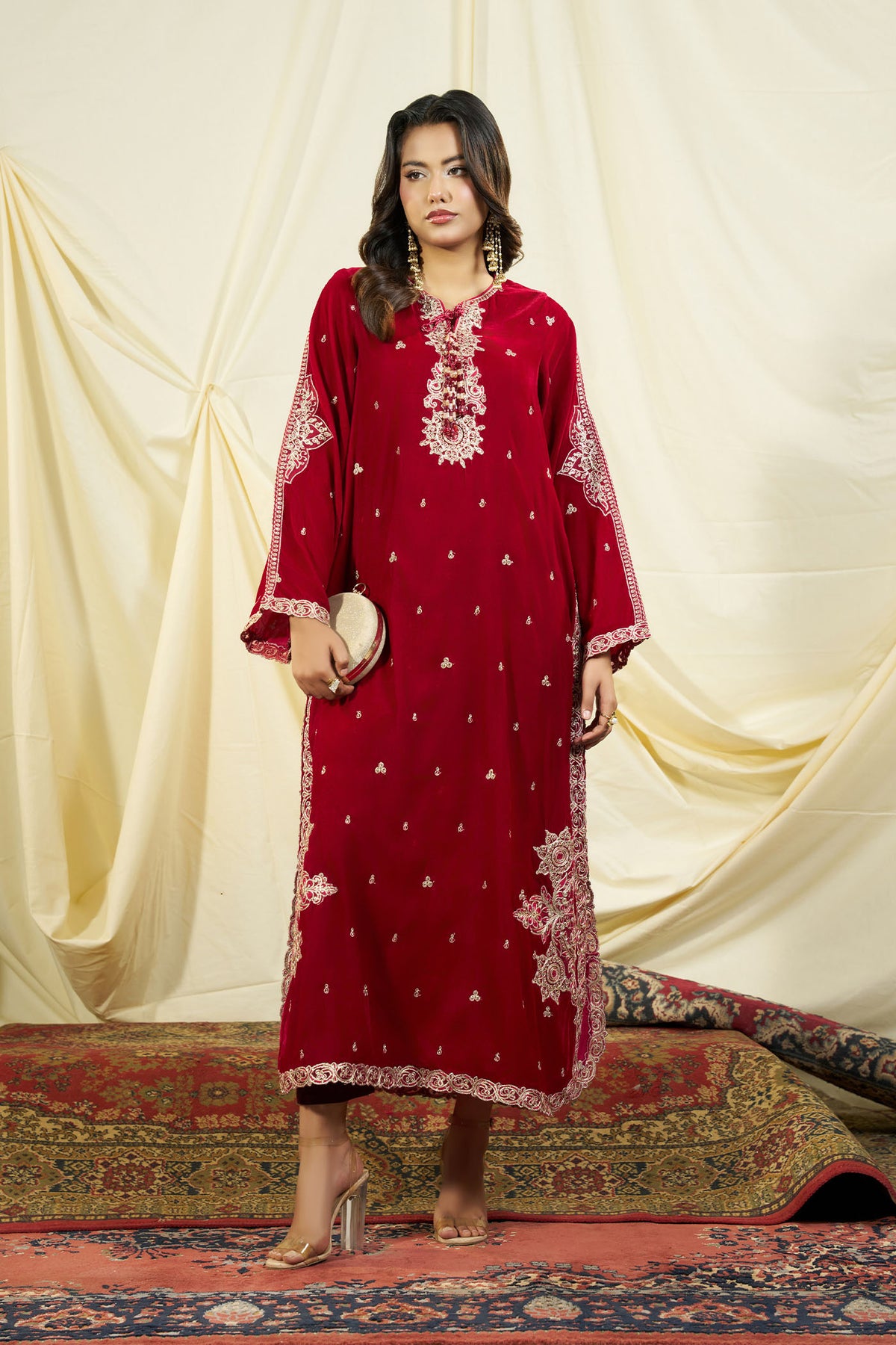 2 PIECE - EMBROIDERED VELVET EMB 632-A