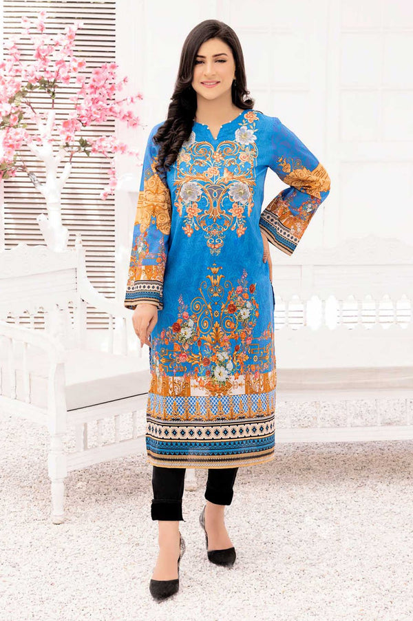 Raziel Blue - Digital Printed Stitched Lawn Kurti