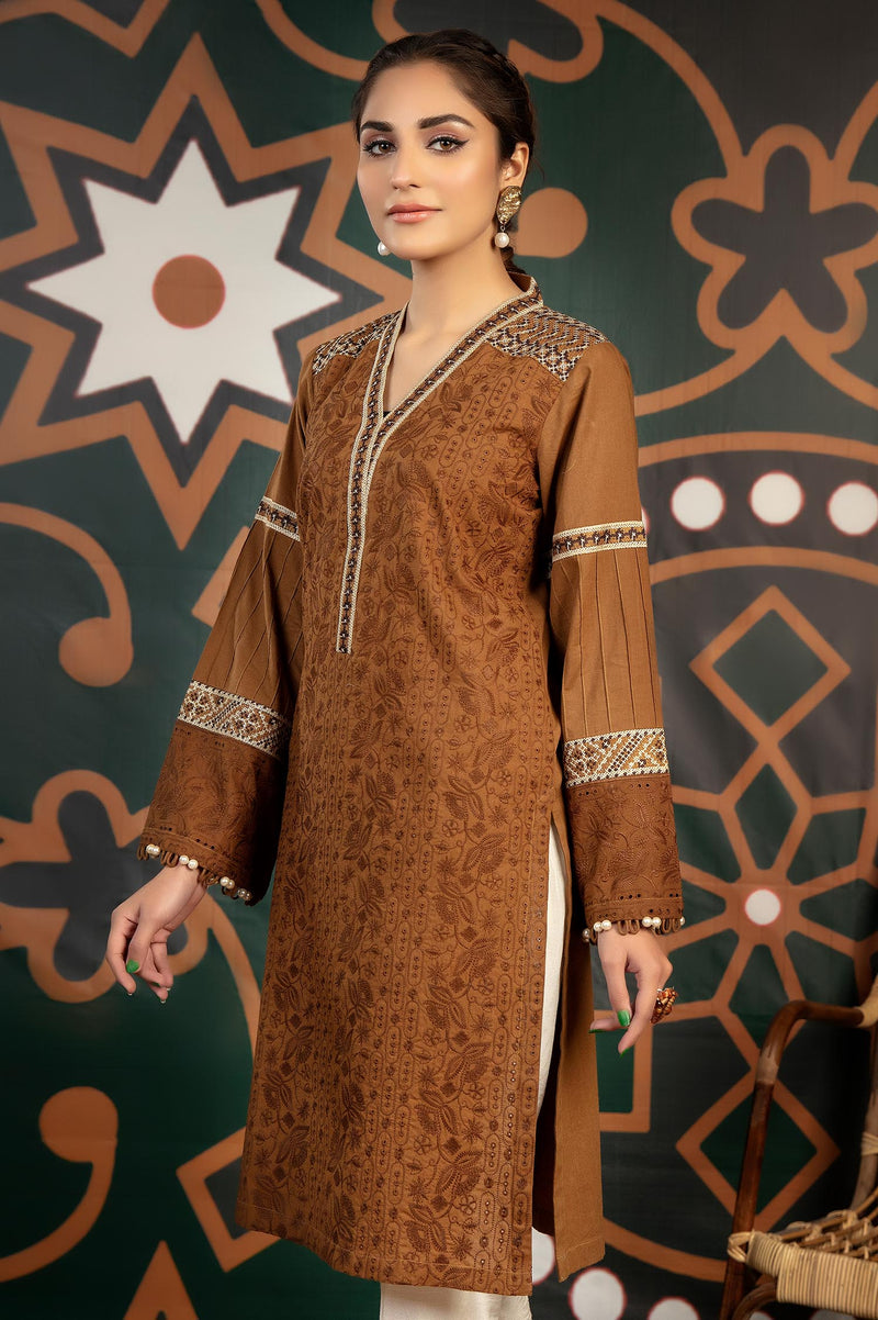 Sepia Skin - Exclusive Embroidered Lawn Stitch Kurti