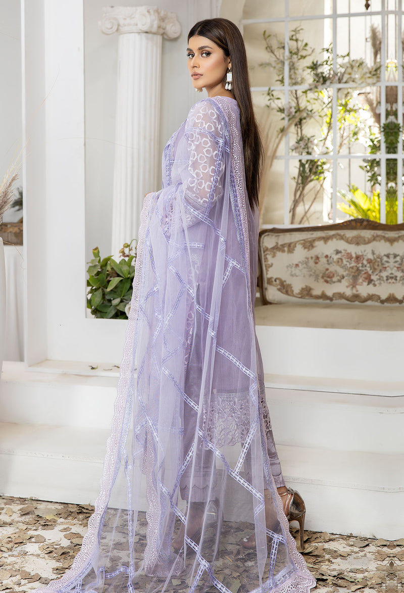 Viola Purple - Embroidered Organza Pret