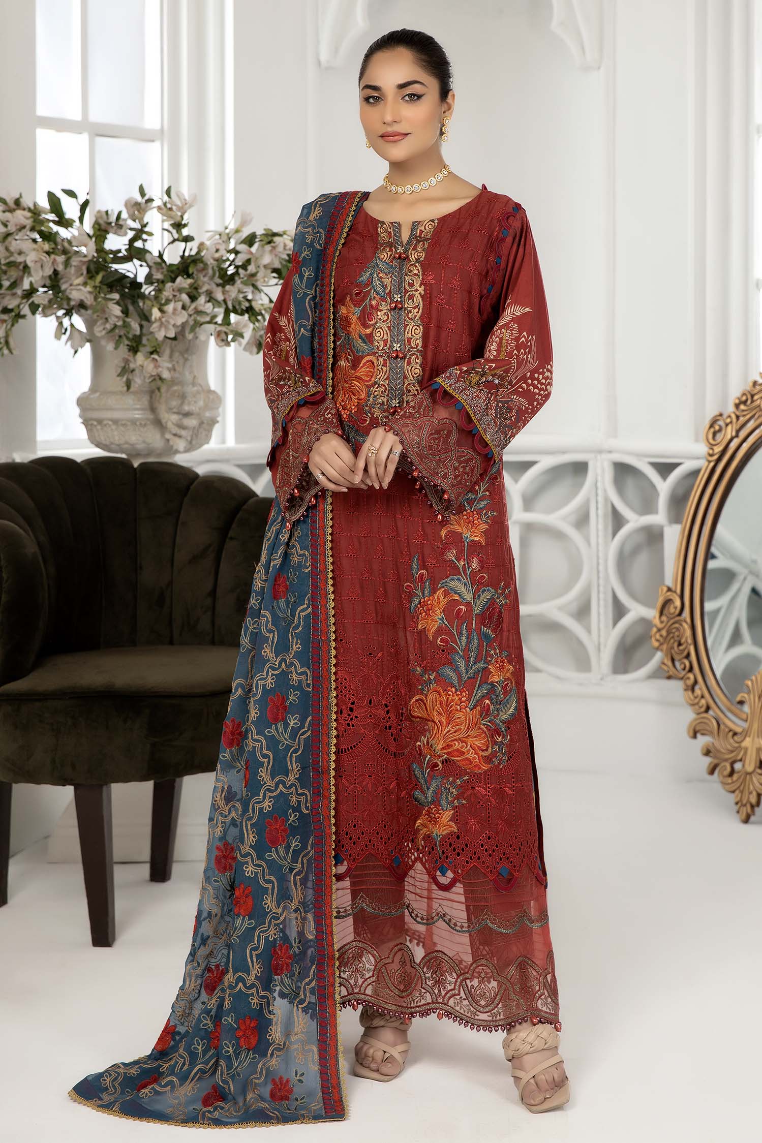 Persian Plum - Chikankari Lawn 3PC